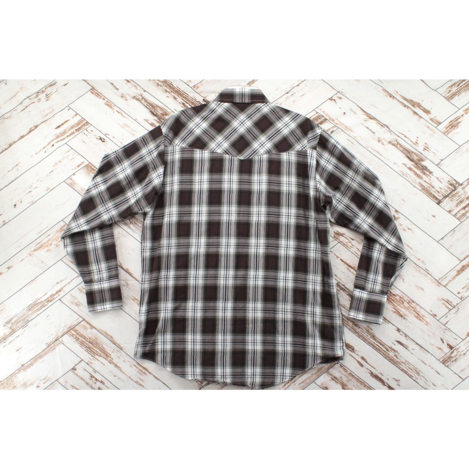 Vintage Plains Western Wear Shirt Mens Size LT Long Sleeve Pearl Snap Plaid Brown Cowboy Size US L / EU 52-54 / 3 - 3 Thumbnail