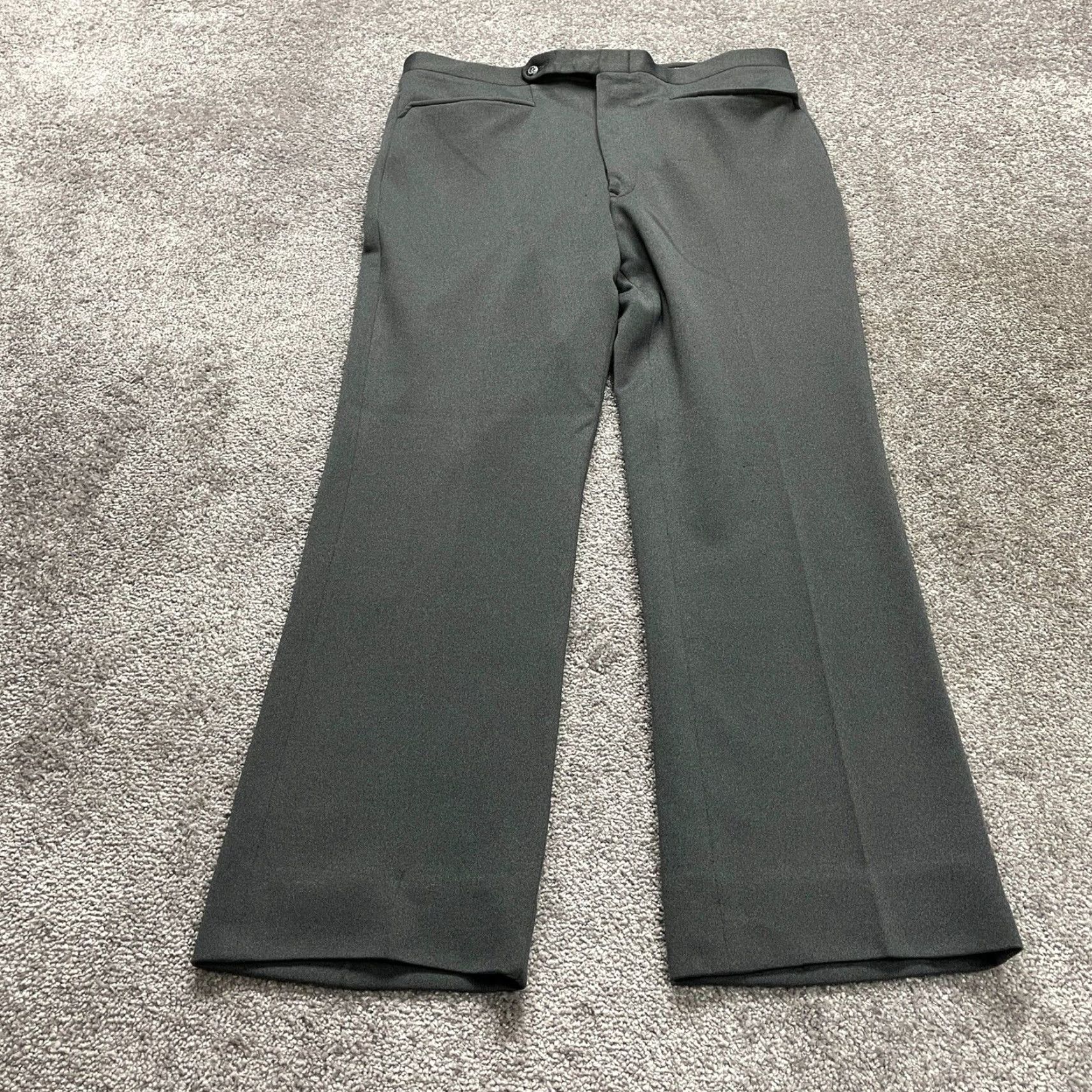 Vintage Champ-Eze Vintage Dress Pants Mens Grey Straight Leg Flat Front Trouser 35x29 Size US 35 - 2 Thumbnail