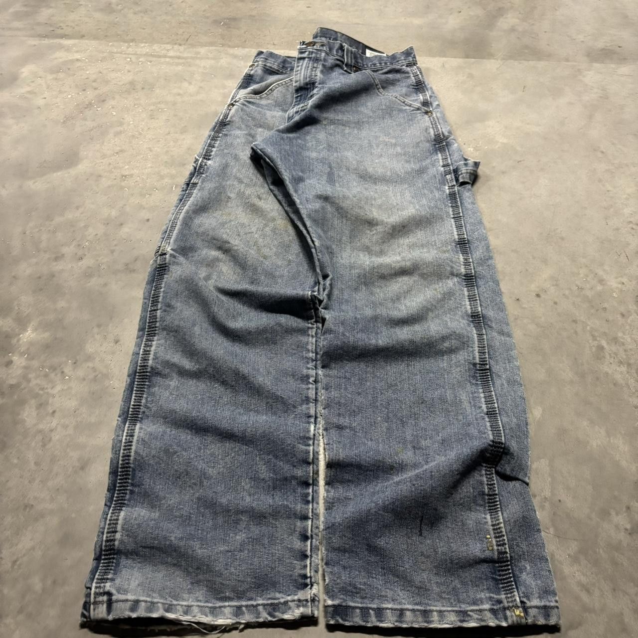 Japanese Brand × Vintage Crazy Vintage Y2K/2000s Grunge Medium Wash Distressed Skater Carpenter Denim Jeans! Size US 32 / EU 48 - 3 Thumbnail