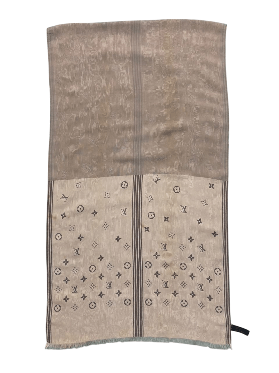 Louis Vuitton Louis Vuitton Beige Color Block Logo Monogram Rivesible Silk Size ONE SIZE - 2 Thumbnail