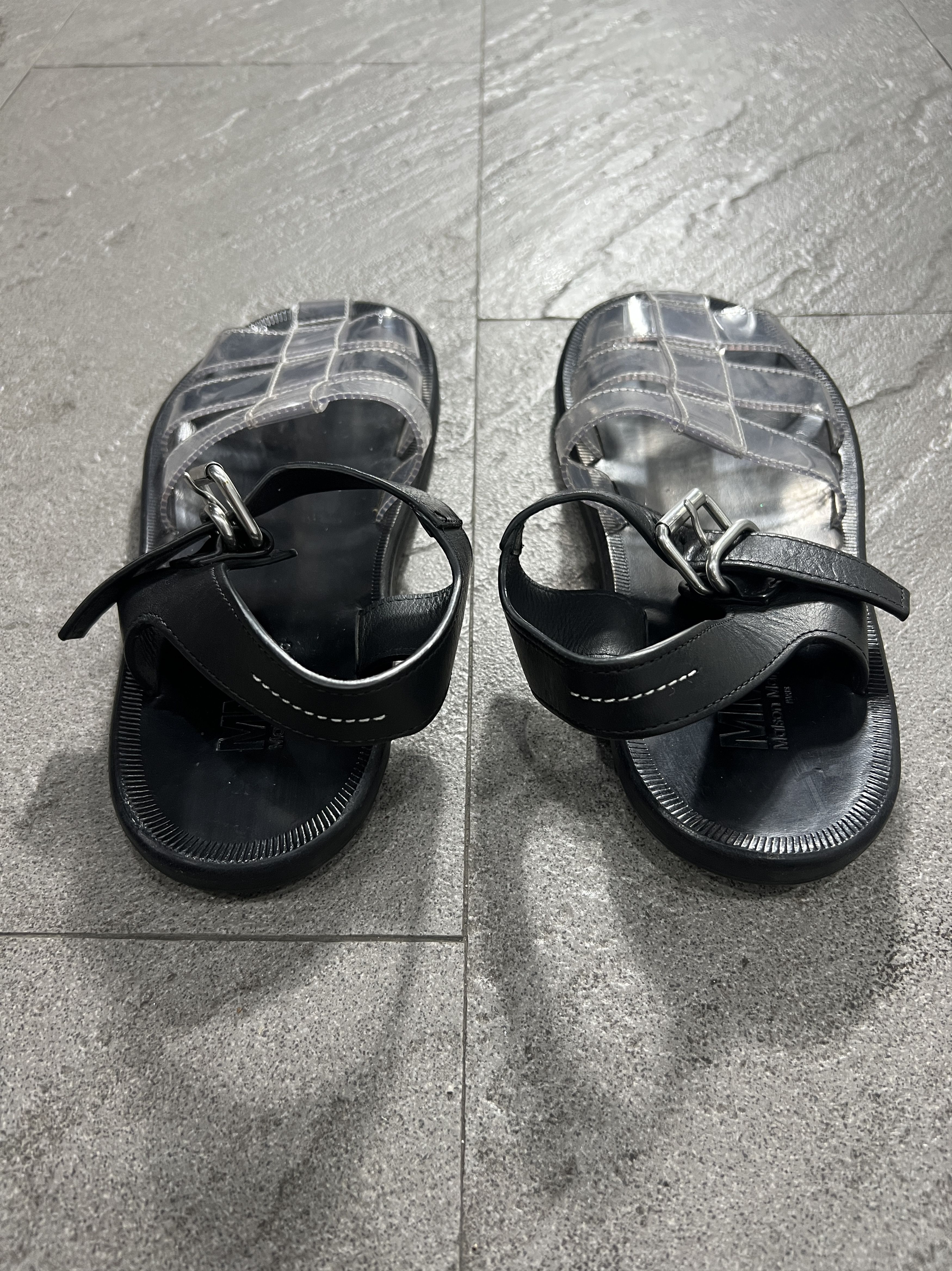 Maison Margiela MM6 Maison Margiela Clear PVC Sandals Black Leather Strap Size US 8 / IT 38 - 4 Thumbnail