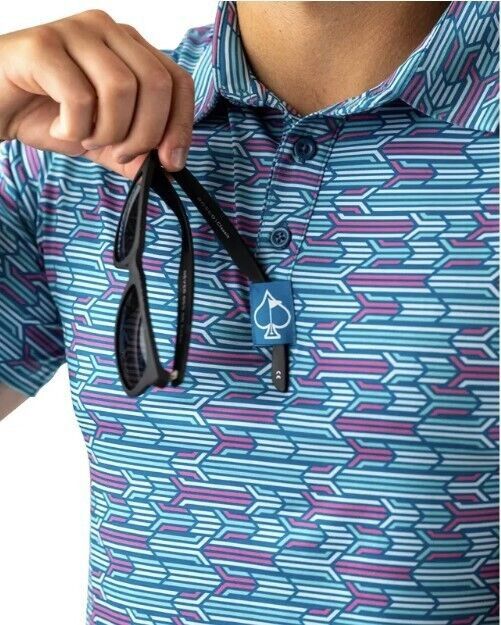 Other Pins & Aces Racing Geo Polo Top Blue ( L ) Size US L / EU 52-54 / 3 - 1 Thumbnail