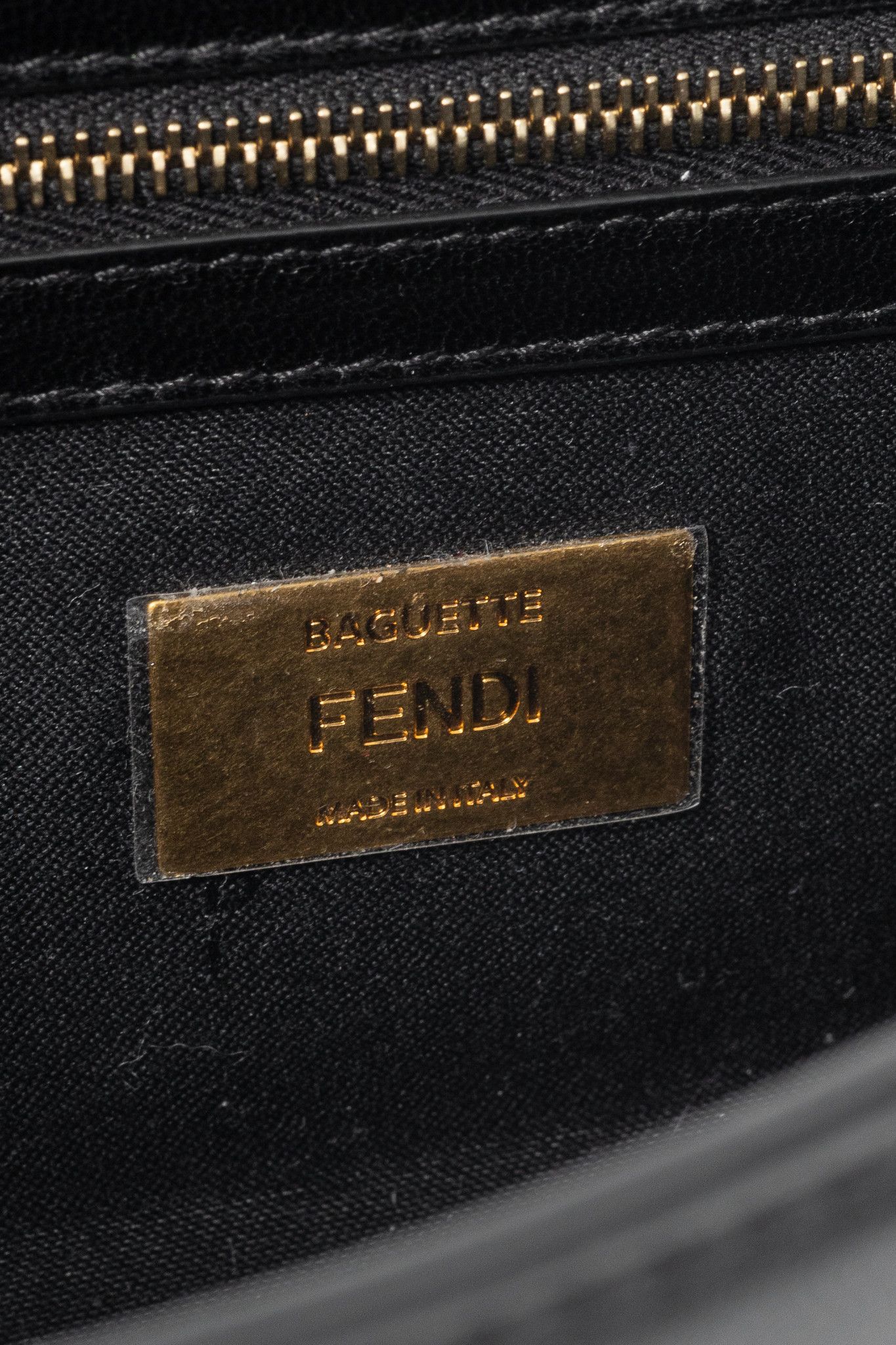 Fendi Fendi Baguette Black Nappa Leather FF Flap Bag Size ONE SIZE - 13 Thumbnail