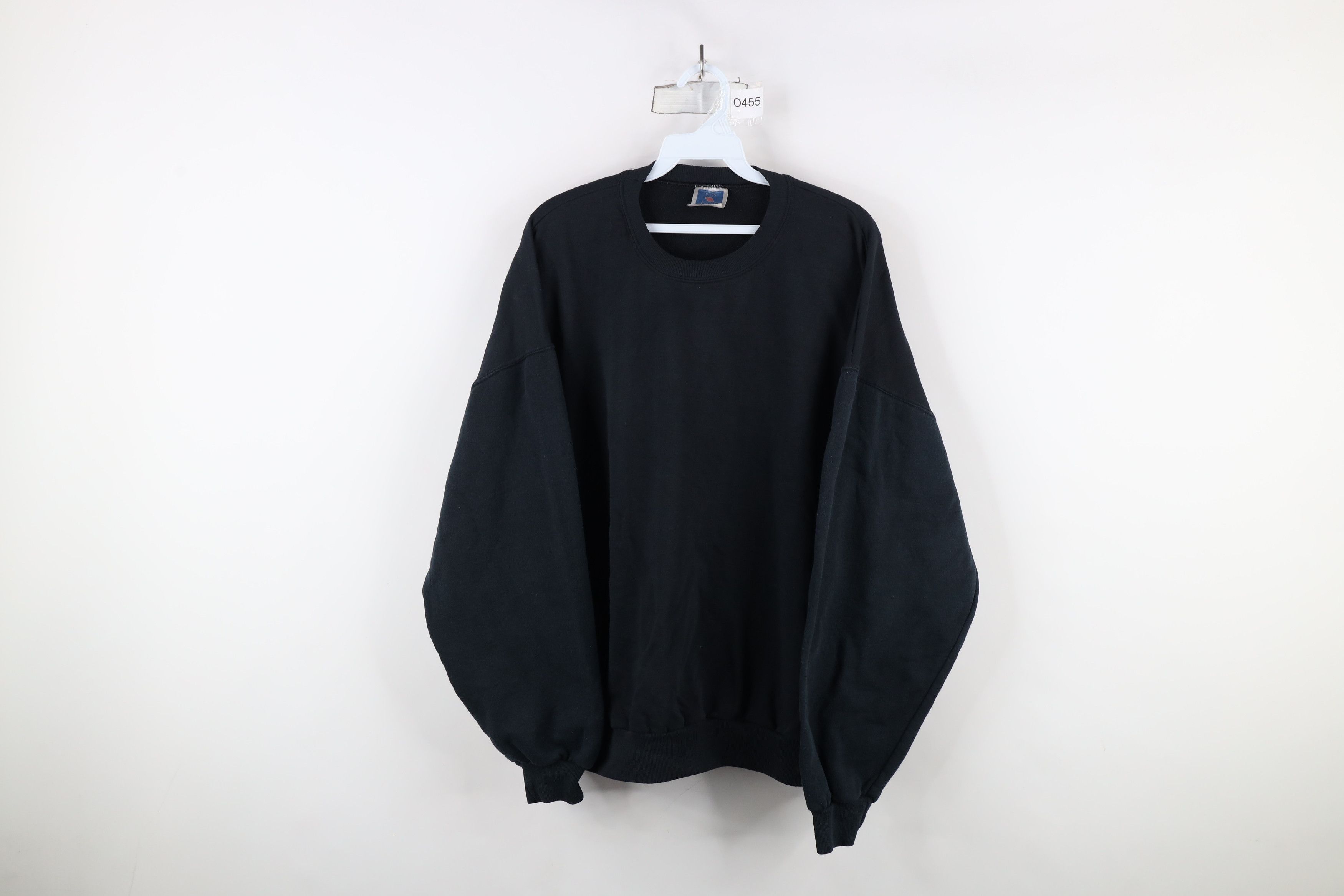 Vintage Vintage 90s Streetwear Faded Blank Crewneck Sweatshirt Black Size US XL / EU 56 / 4 - 1 Thumbnail