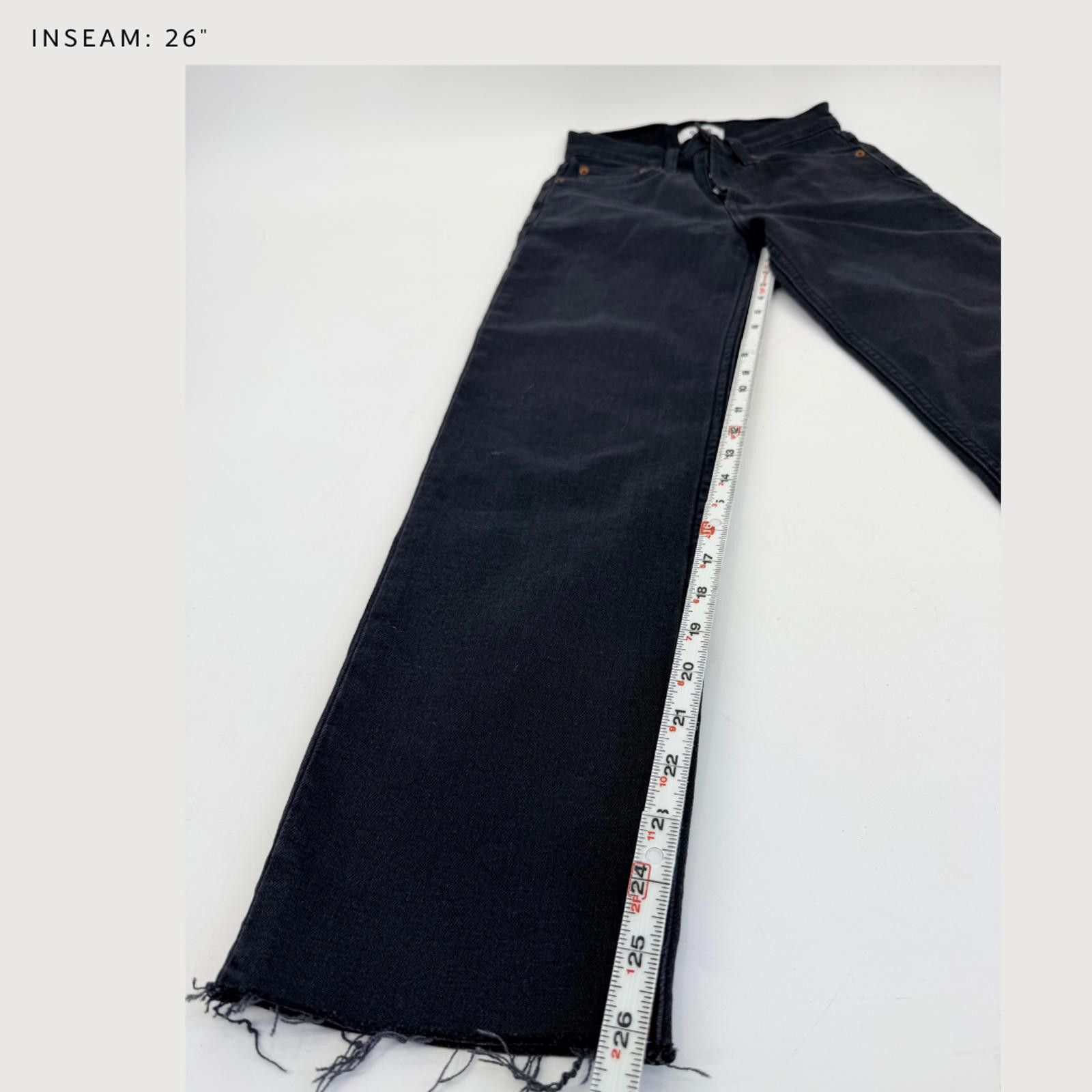 RE/DONE RE/DONE High Rise Stove Pipe Jeans in Faded Black, Size 25 Size 25" / US 0 / IT 36 - 8 Thumbnail