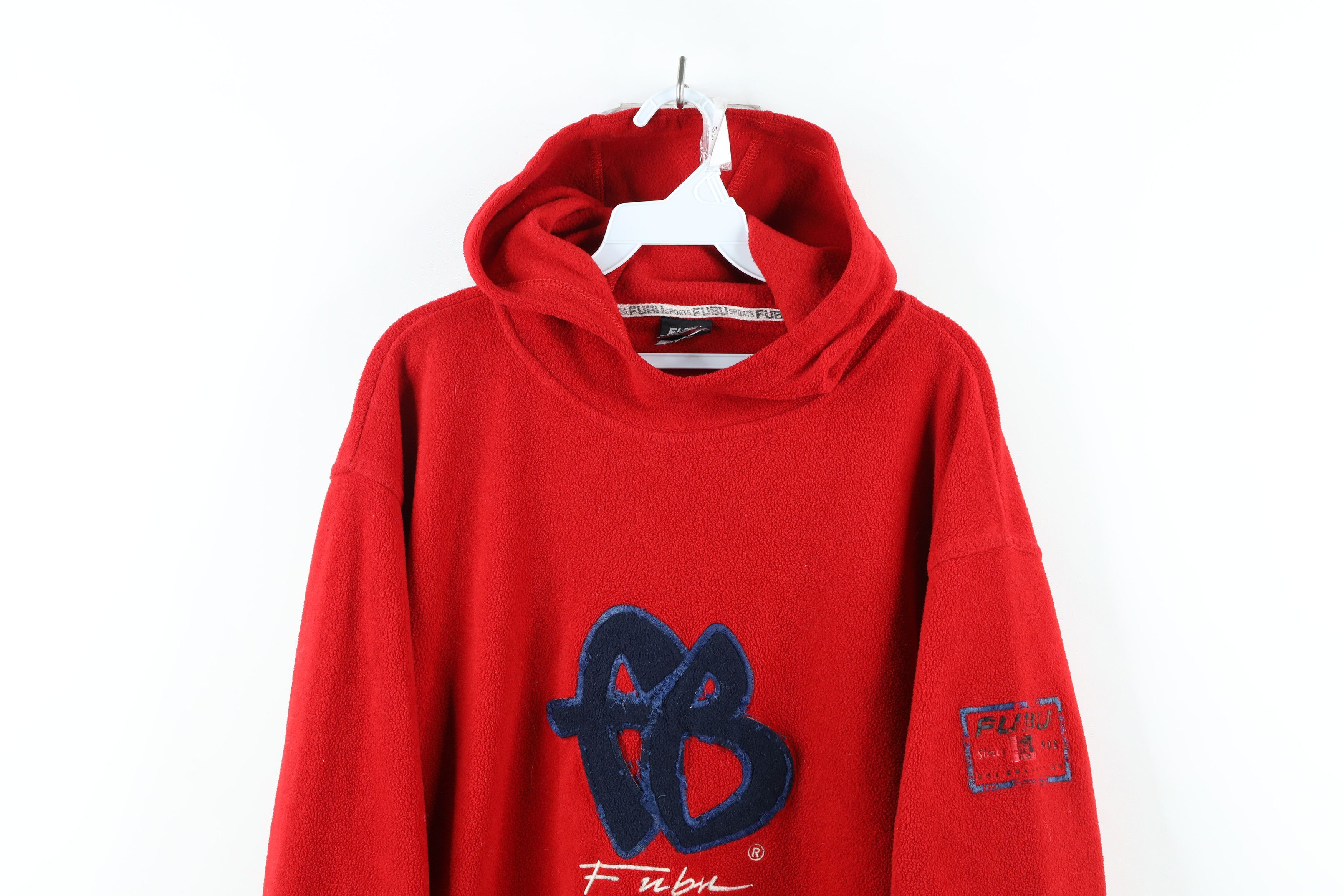 Fubu × Vintage Vintage 90s FUBU Spell Out Baggy Hip Hop Fleece Hoodie Red Size US S / EU 44-46 / 1 - 2 Thumbnail