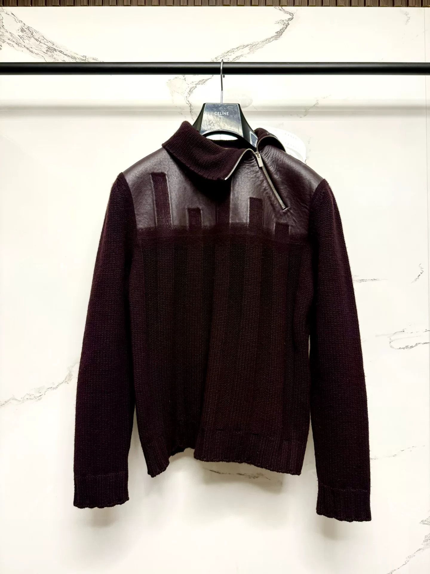 Hermes hermes high-neck zip sweater with leather panels Size US M / EU 48-50 / 2 - 1 Thumbnail