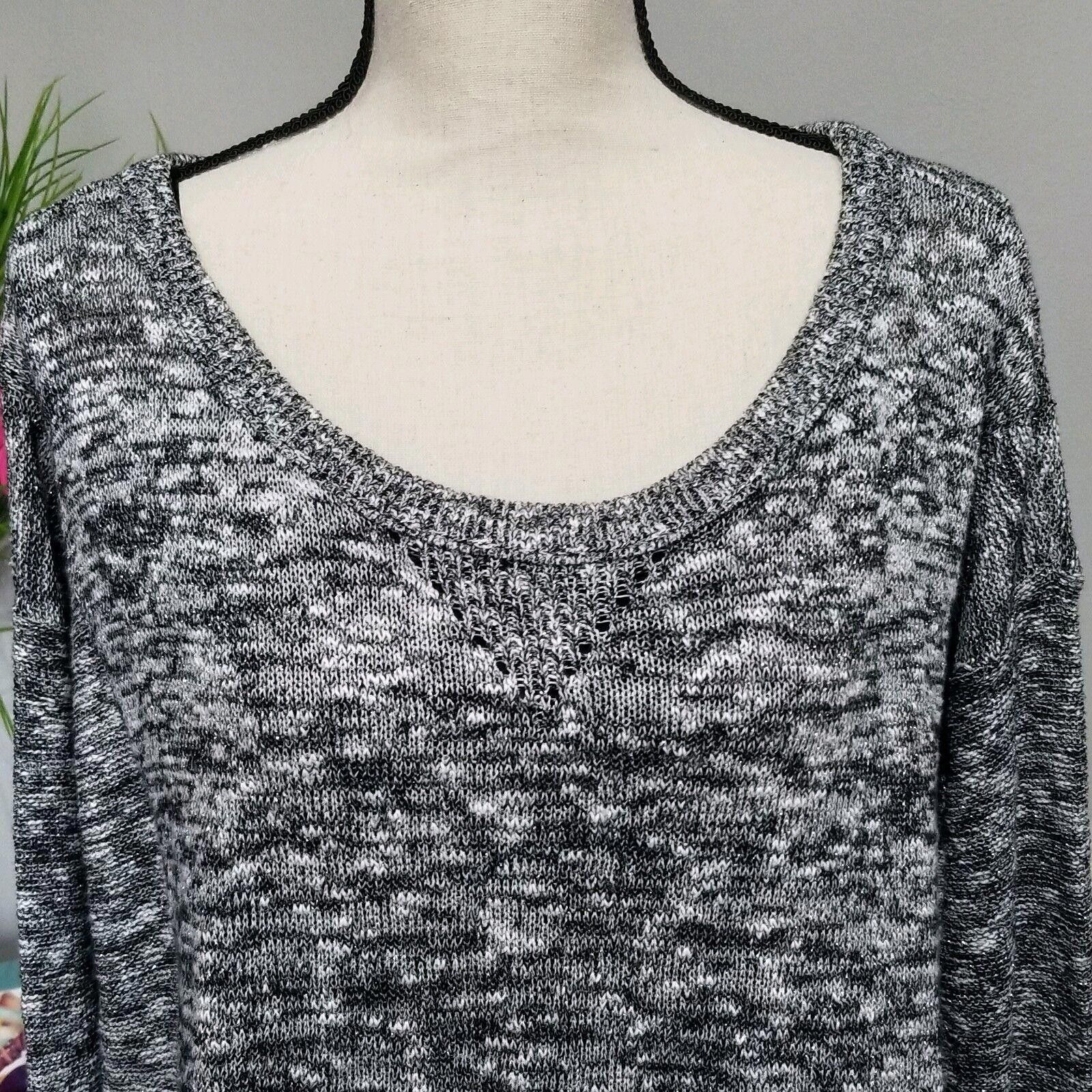 Designer American Eagle Sweater Size Extra Large Gray Metallic Scoop Size L / US 10 / IT 46 - 2 Thumbnail