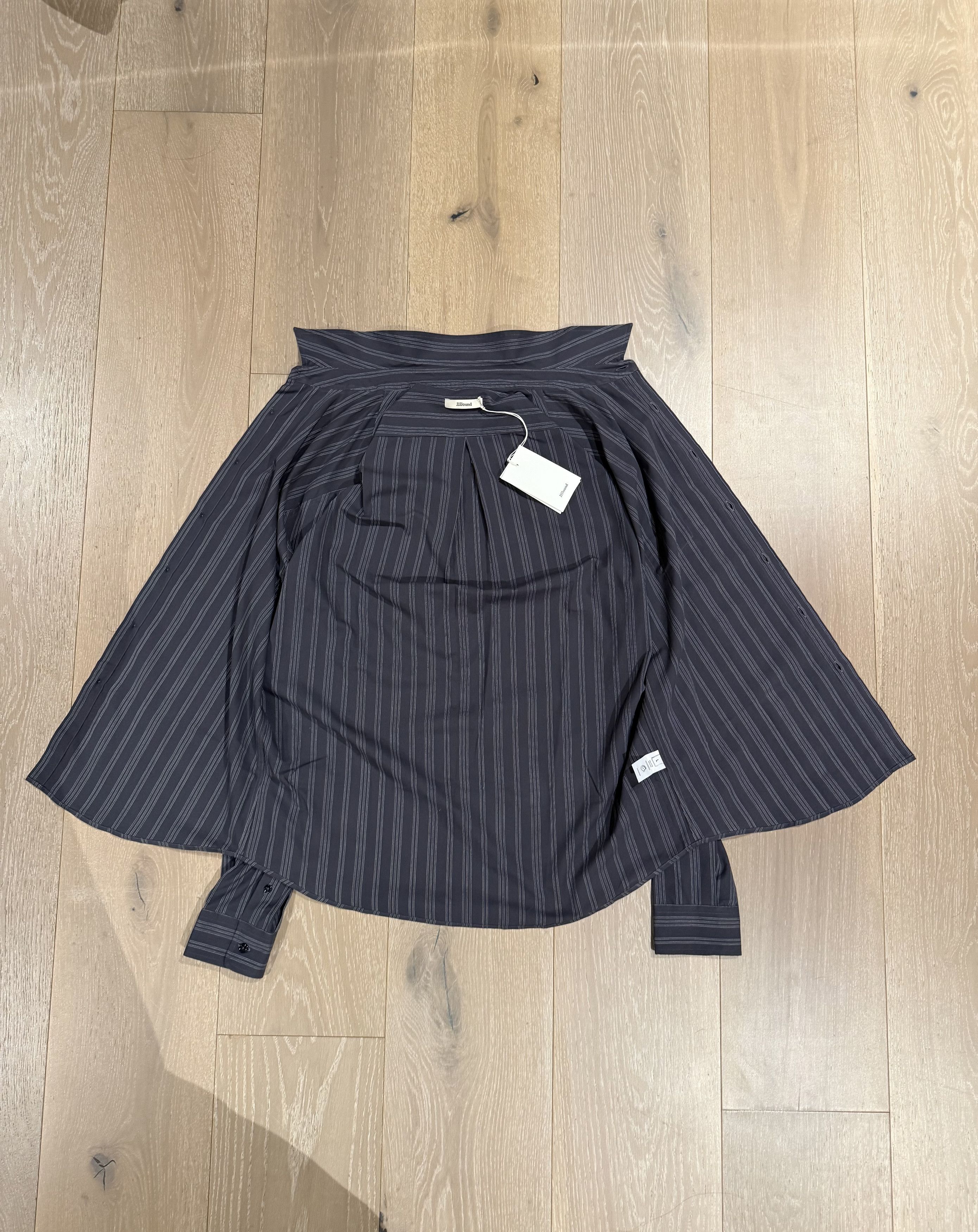 JJJJound 💚 JJJJound Striped Button Up Shirt Charcoal/Off White NEW Size US L / EU 52-54 / 3 - 12 Thumbnail