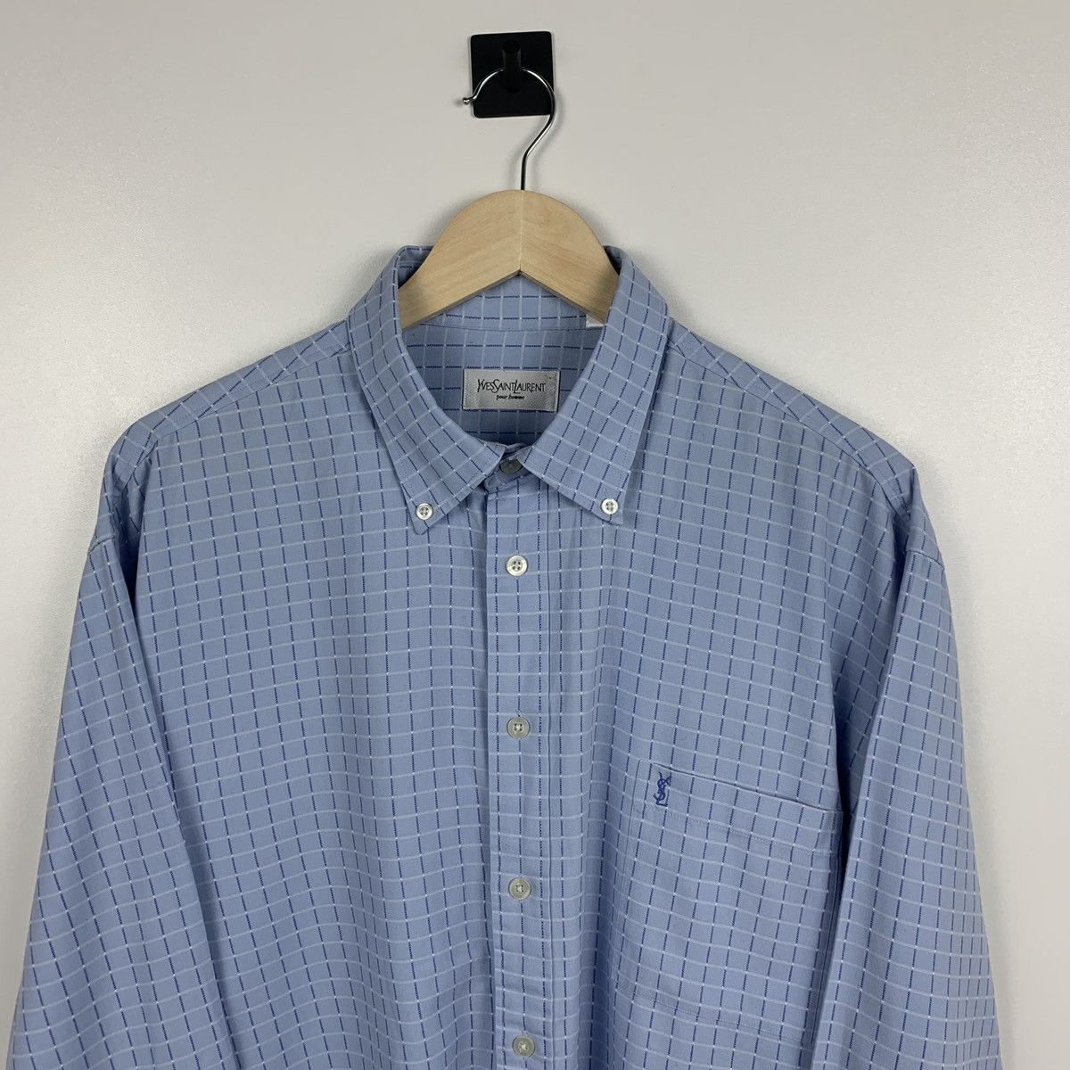 Yves Saint Laurent Vintage Yves Saint Laurent Plaid Shirt Long Sleeve Size XL Size US XL / EU 56 / 4 - 2 Thumbnail
