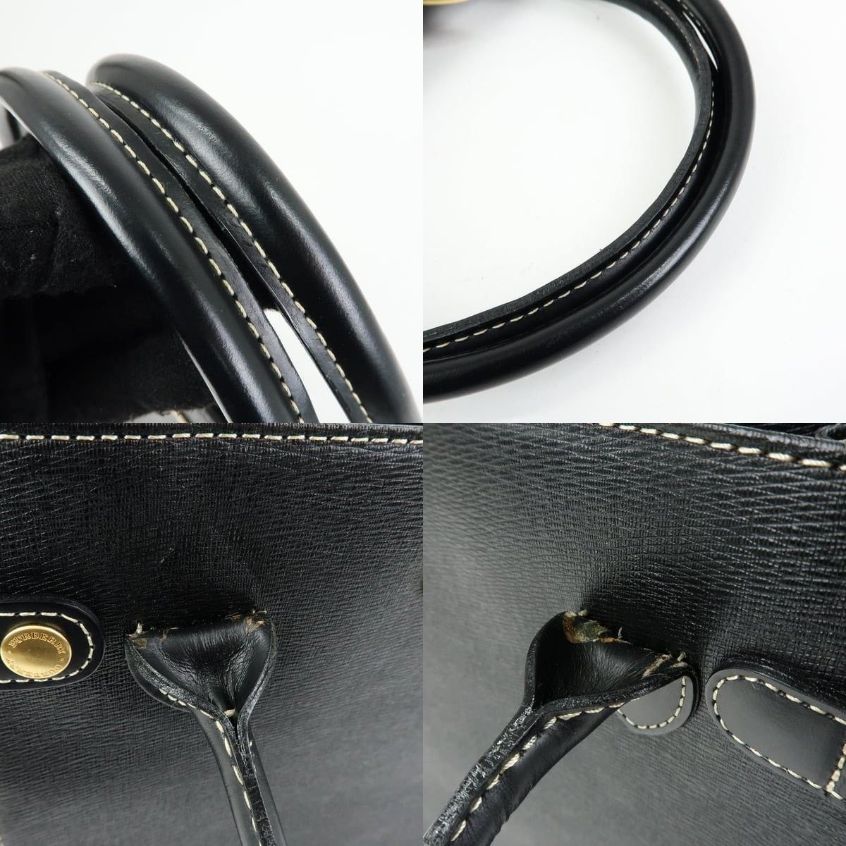 Burberry Burberry Nova Plaid Leather Top Handle Bag Black Size ONE SIZE - 4 Thumbnail