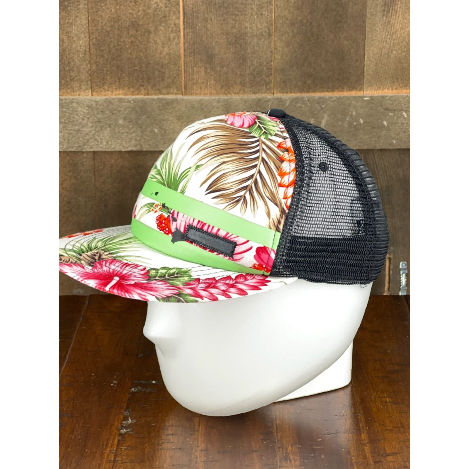 Vintage Aloha Hawaii Hat Snap Back Adult White Cotton Blend Trucker Hibiscus Palm Mens Size ONE SIZE - 3 Thumbnail