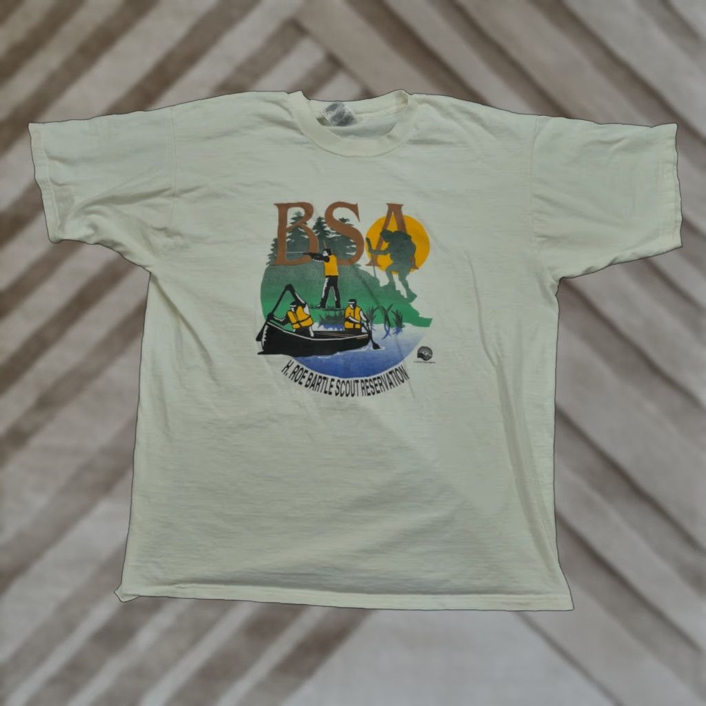 Fruit Of The Loom VINTAGE H Roe Bartle T Shirt Adult XL Cream Boy Scout Camp Distressed BSA 90s Size US XL / EU 56 / 4 - 1 Thumbnail