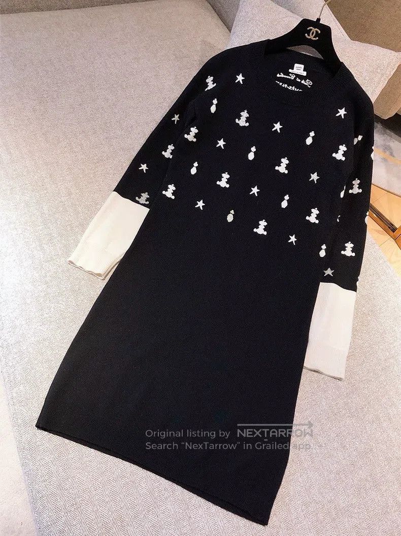Hermes Hermes Black and white cashmere knitted long sleeve dress, Size XS / US 0-2 / IT 36-38 - 1 Thumbnail