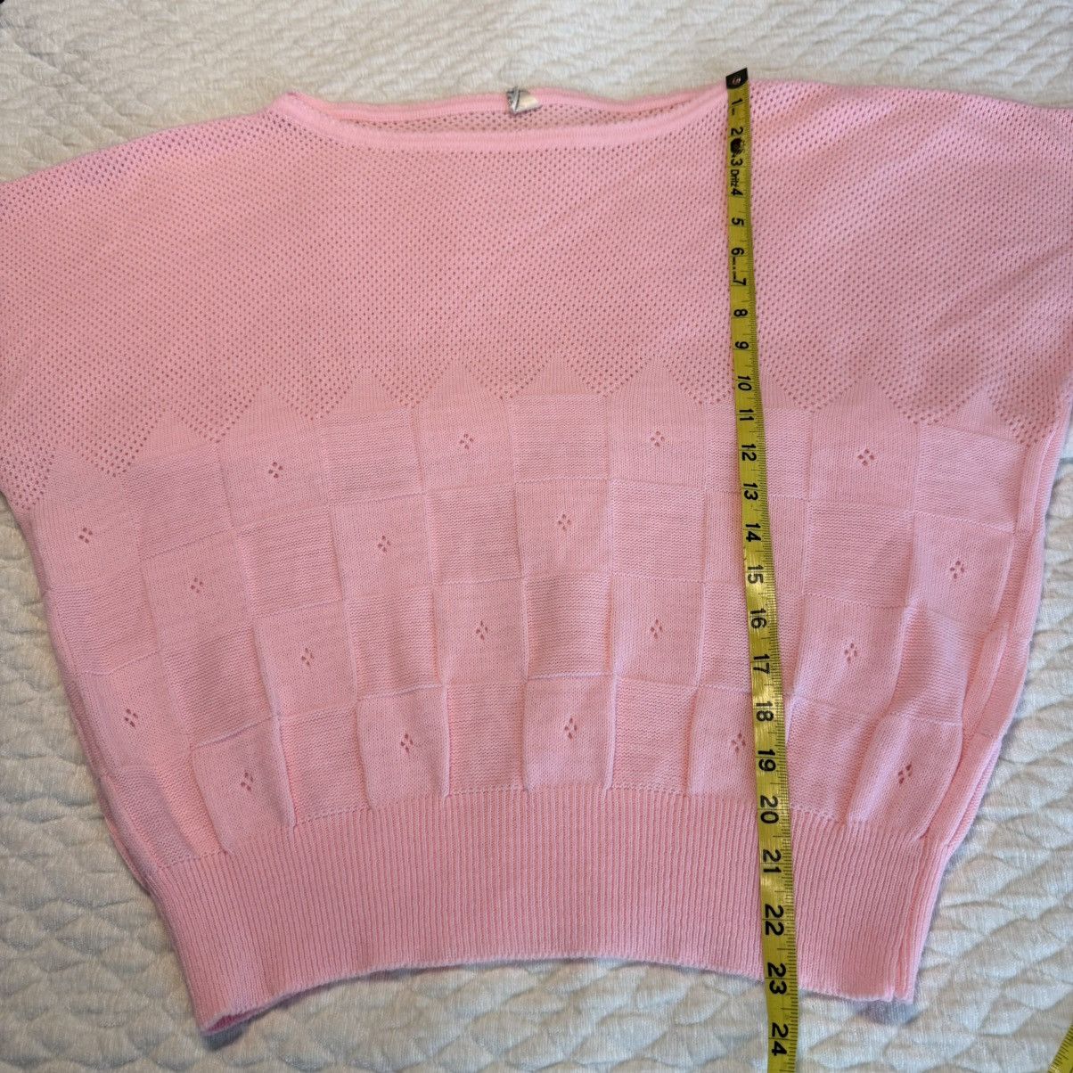 Vintage Vintage 80s Pink Lightweight Knit Sweater Sz XL Pointelle Size XL / US 12-14 / IT 48-50 - 9 Thumbnail