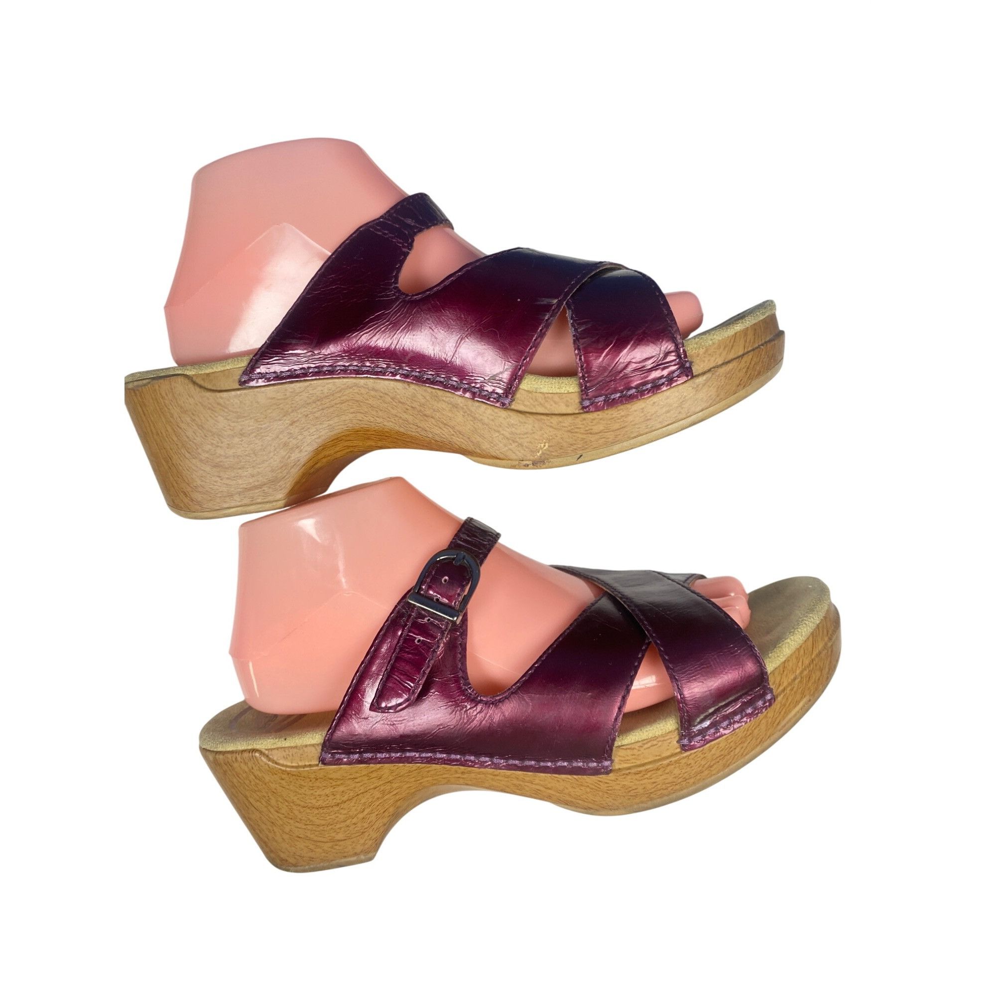 Dansko Dansko Sela Womens 41Sandals Eggplant Burgandy Leather Clogs Size US 11 / IT 41 - 3 Thumbnail