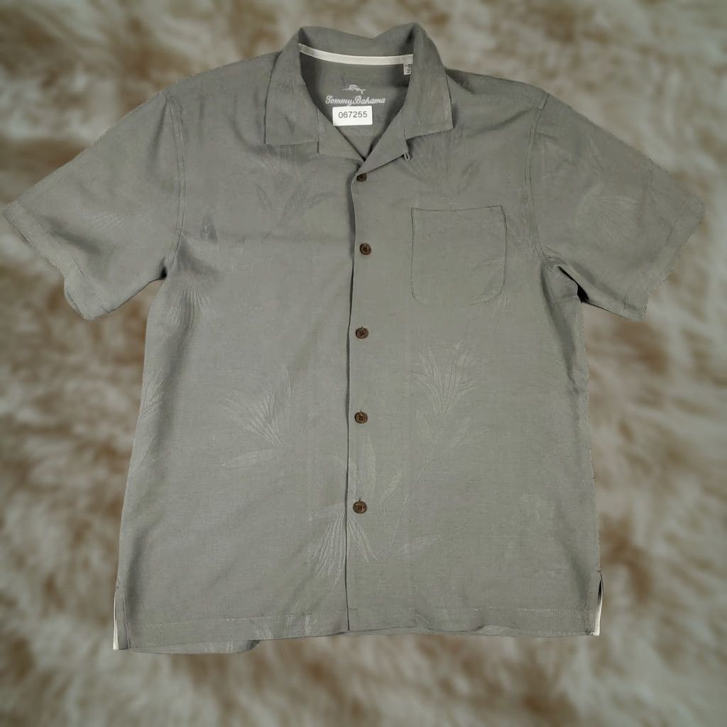 Tommy Bahama Tommy Bahama Shirt Mens M Gray Silk Hawaiian Button Up Short Sleeve Shirt Size US M / EU 48-50 / 2 - 1 Thumbnail