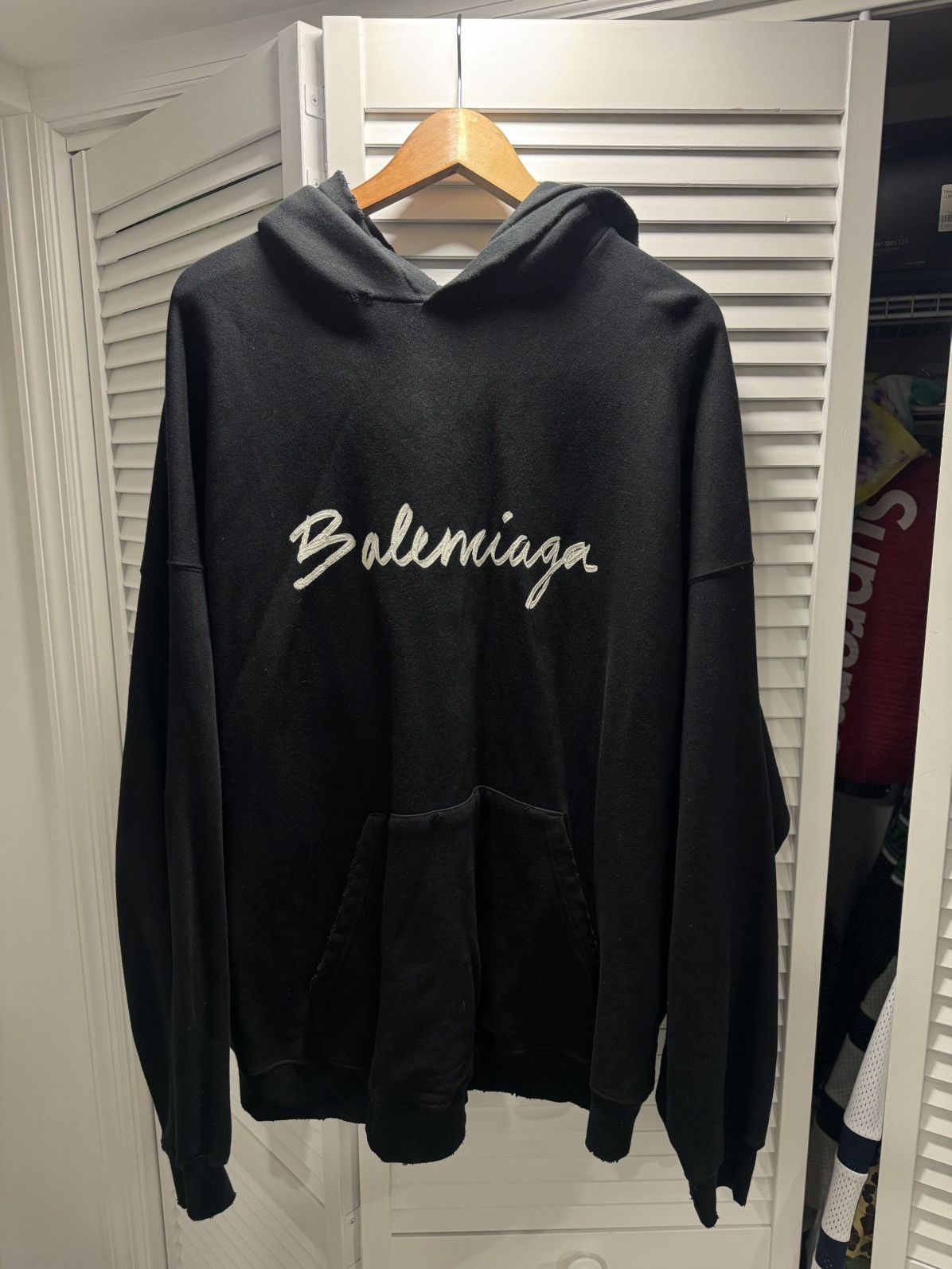 Balenciaga Balenciaga Script Logo Oversize Hoodie (Black) Size US L / EU 52-54 / 3 - 1 Thumbnail