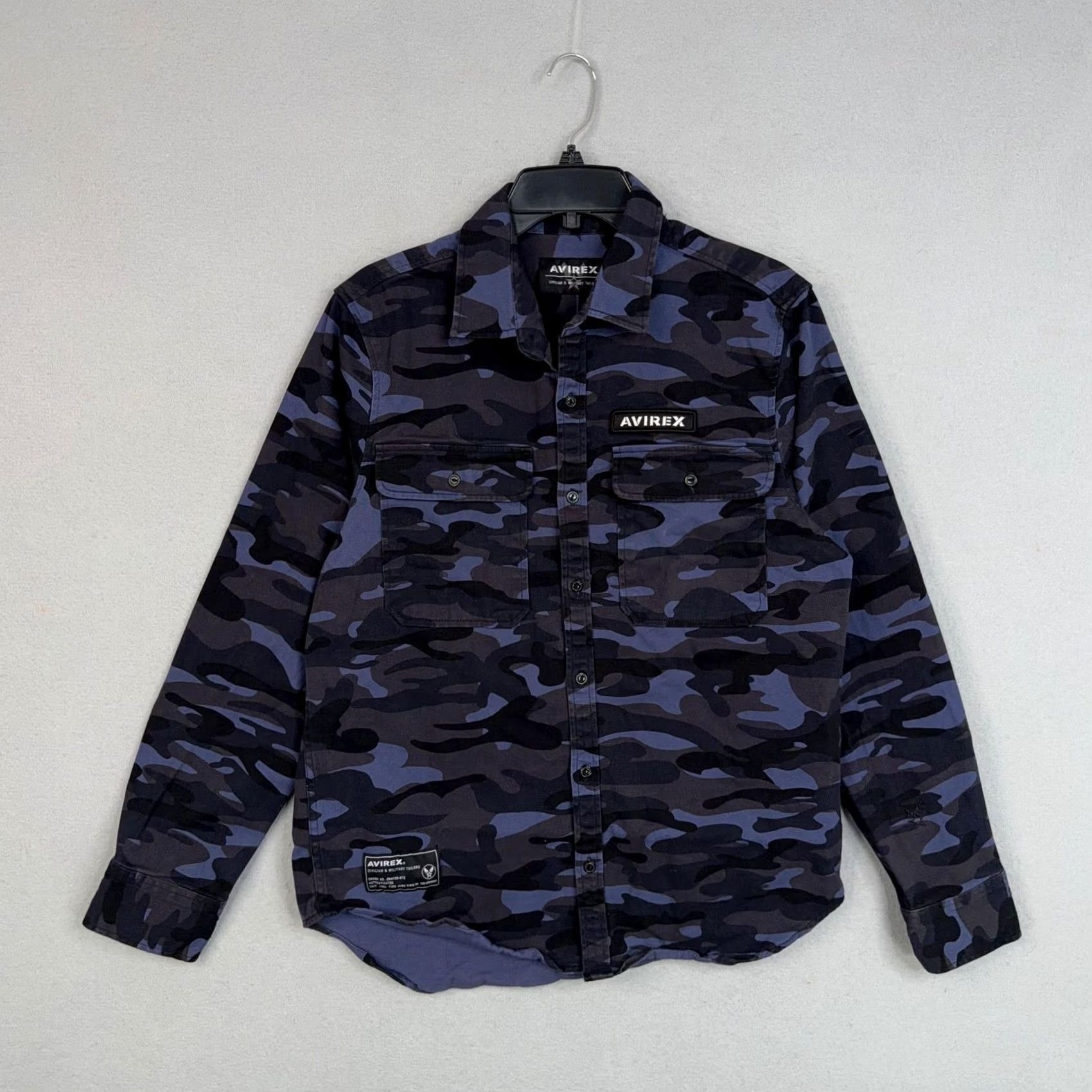 Avirex Avirex Shirt Mens Large Blue Camo Military Button Front Casual Utility Officer Size US L / EU 52-54 / 3 - 2 Thumbnail