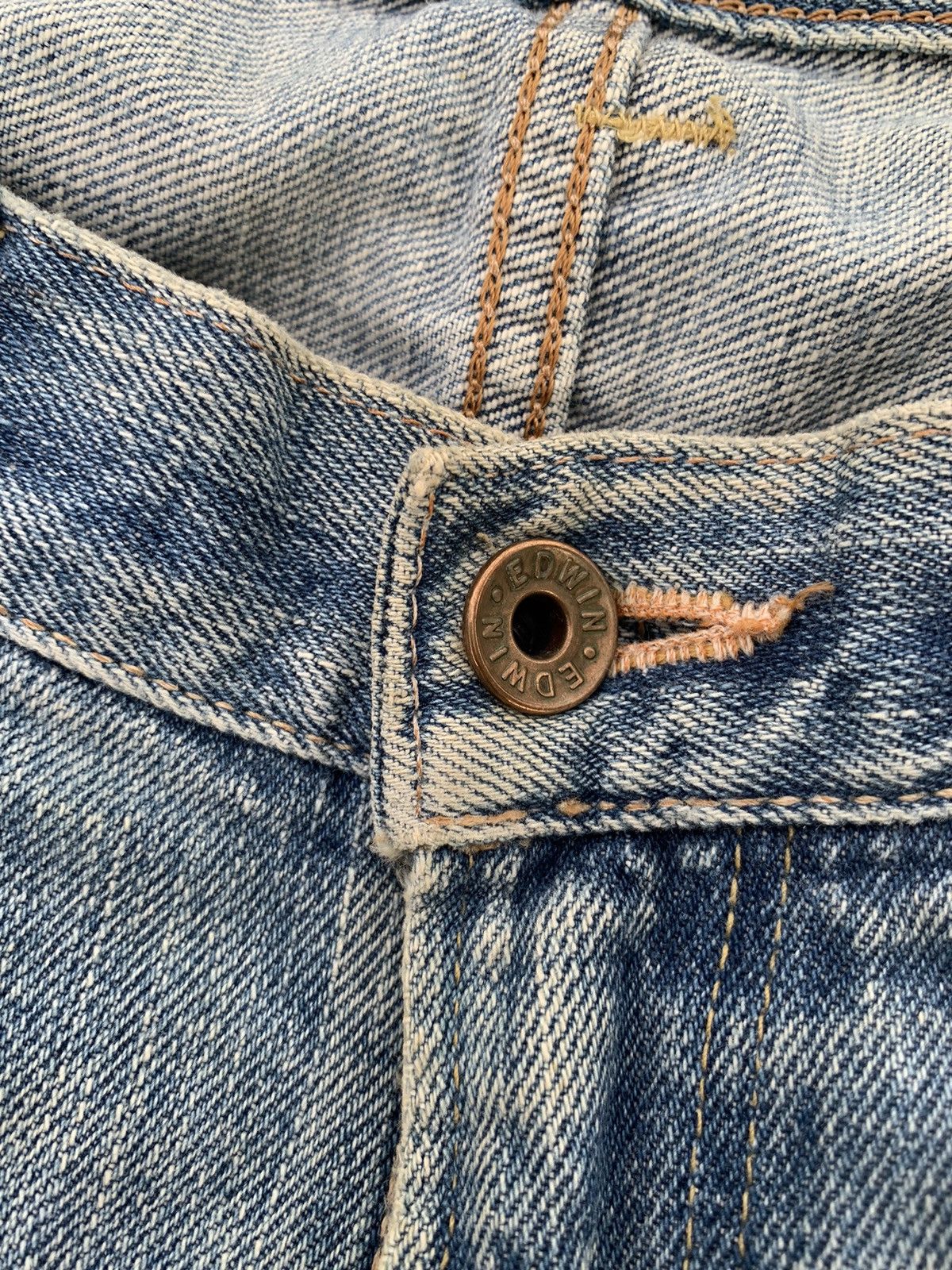 Kapital VINTAGE EDWIN 505 SELVEDGE FADED RUSTY DISTRESSED DENIM Size US 31 - 17 Thumbnail