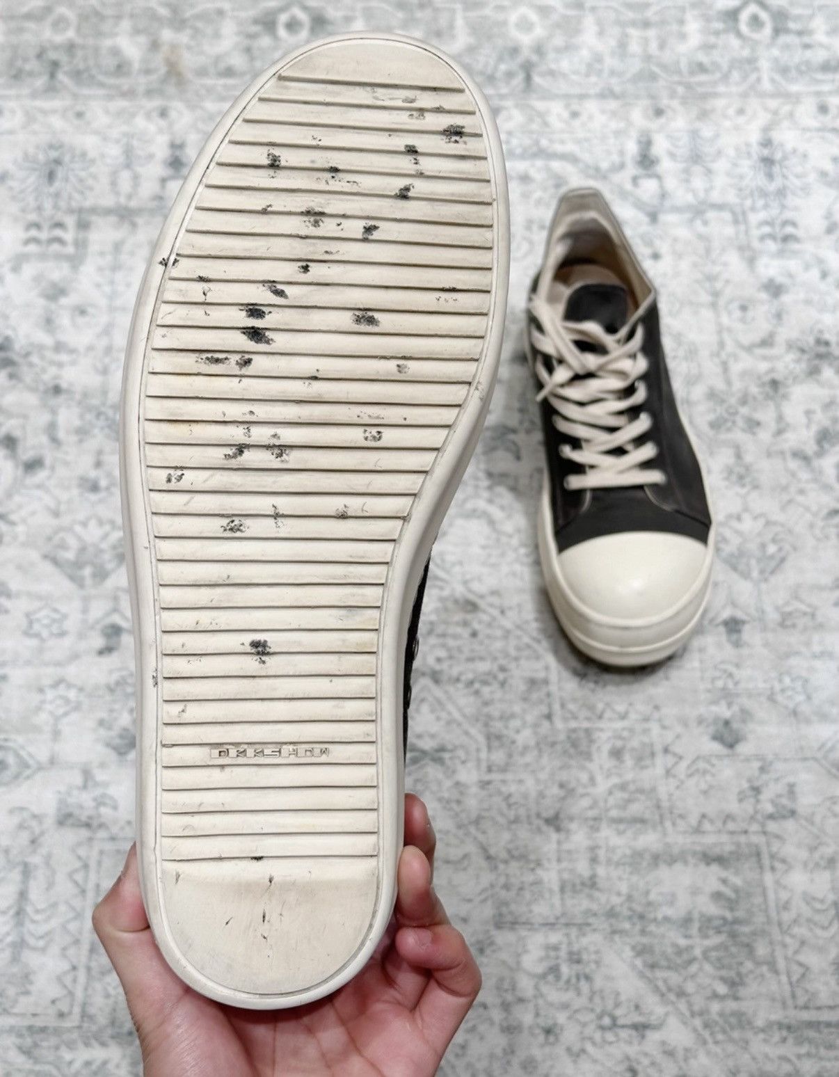 Rick Owens Rick Owens DRKSHDW Low-Top Grey Canvas Sneakers Size US 10.5 / EU 43-44 - 7 Thumbnail