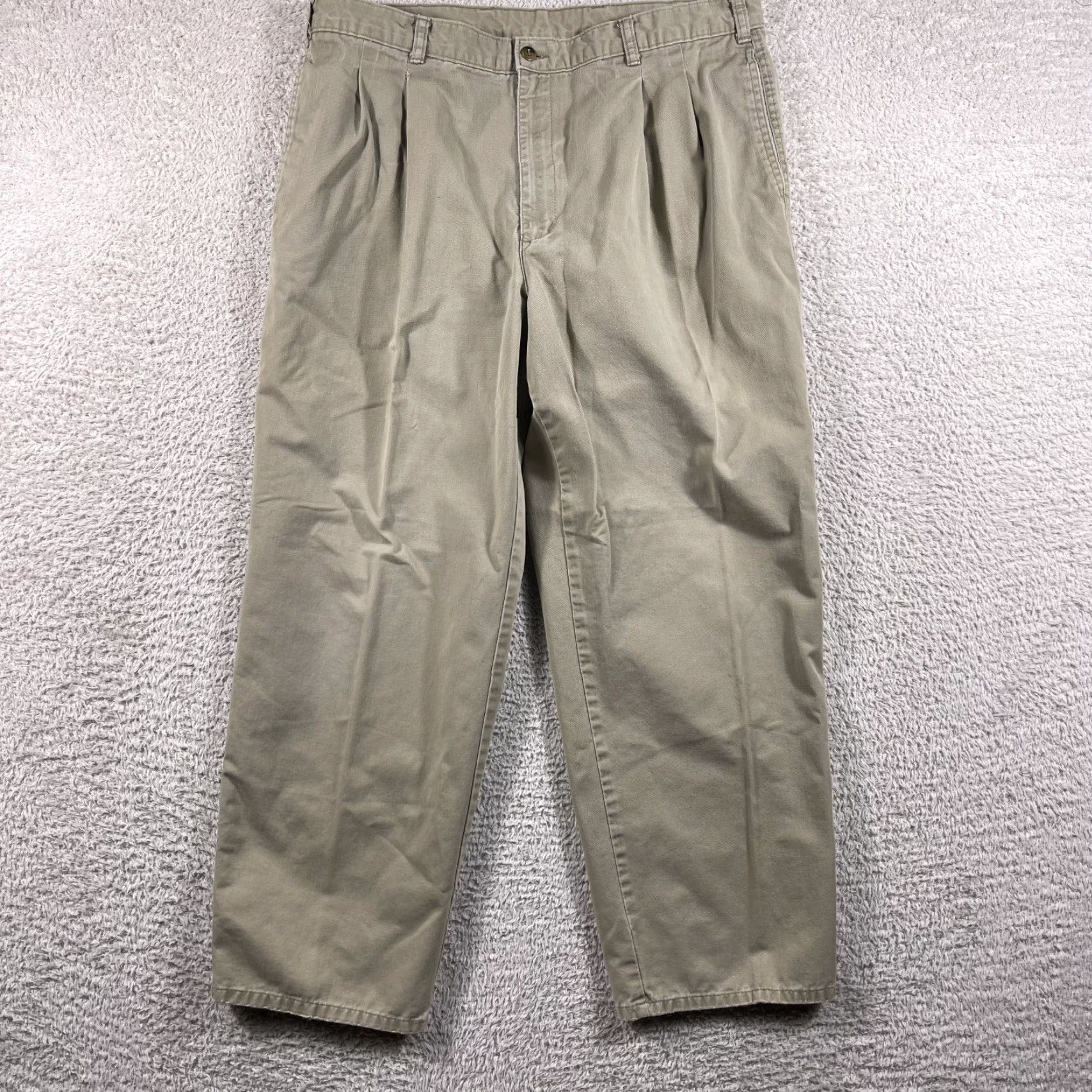 Dockers VINTAGE Dockers Pants Mens 38x30 Khaki Beige Classic Pleated Cotton Size US 37 - 2 Thumbnail