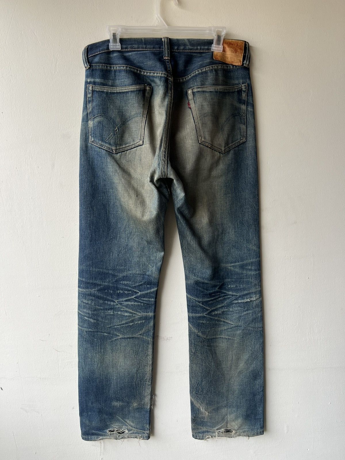 Full Count & Co. Trashed VTG Full Count Aging Dirty Mud Denim Selvedge Jeans Size US 32 / EU 48 - 3 Thumbnail