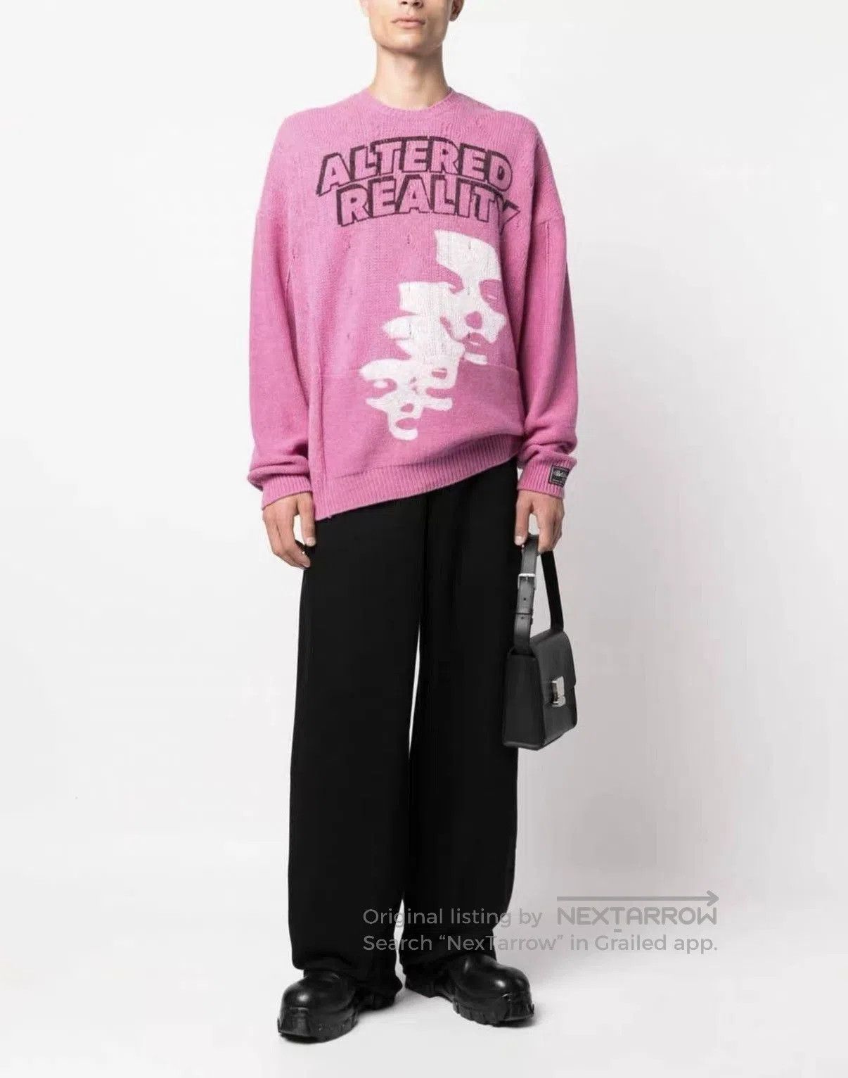 Raf Simons Pink 'Altered Reality' Graphic Knit Sweater XS. Size US XS / EU 42 / 0 - 3 Thumbnail