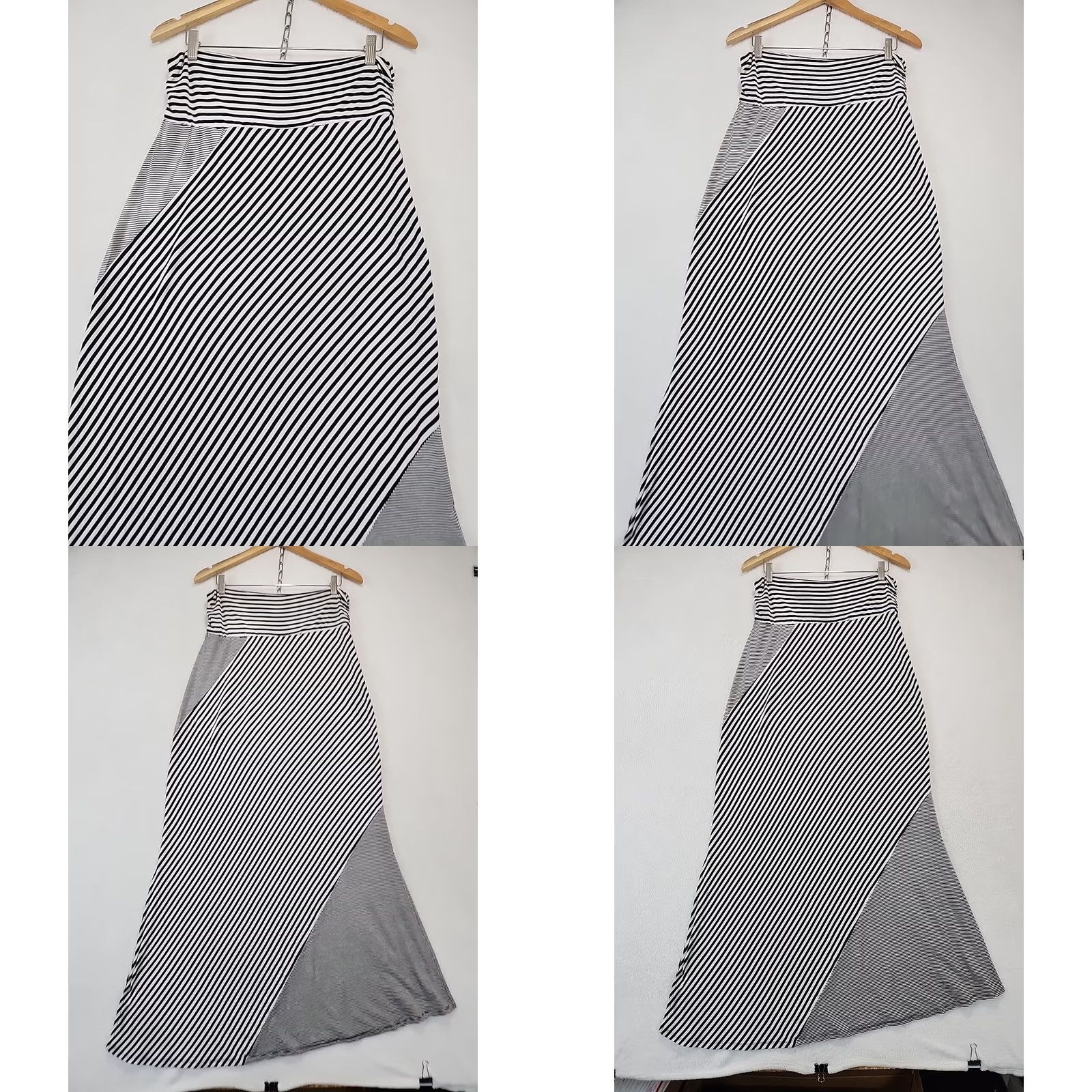 Vintage VINTAGE Vanity Black White Stripe Womens L Maxi Skirt A-Line Comfort Stretch Vintage Y2K Size 36" / US 14 / IT 50 - 8 Thumbnail