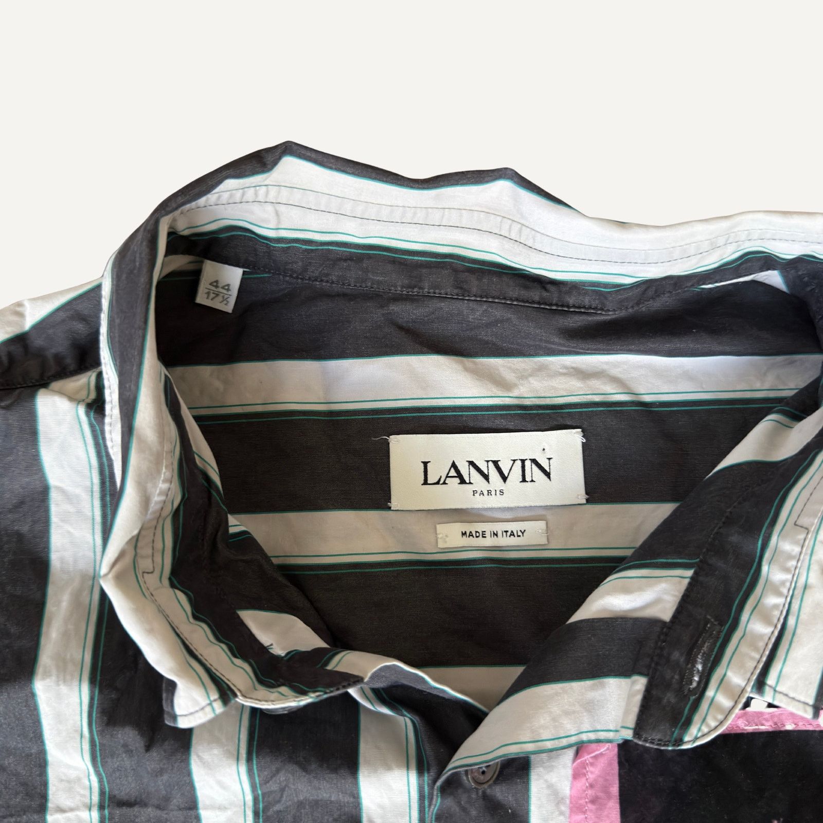 Lanvin Size S - Lanvin Men's Stripe-Pattern Patched Button Up Shirt Size US S / EU 44-46 / 1 - 4 Thumbnail