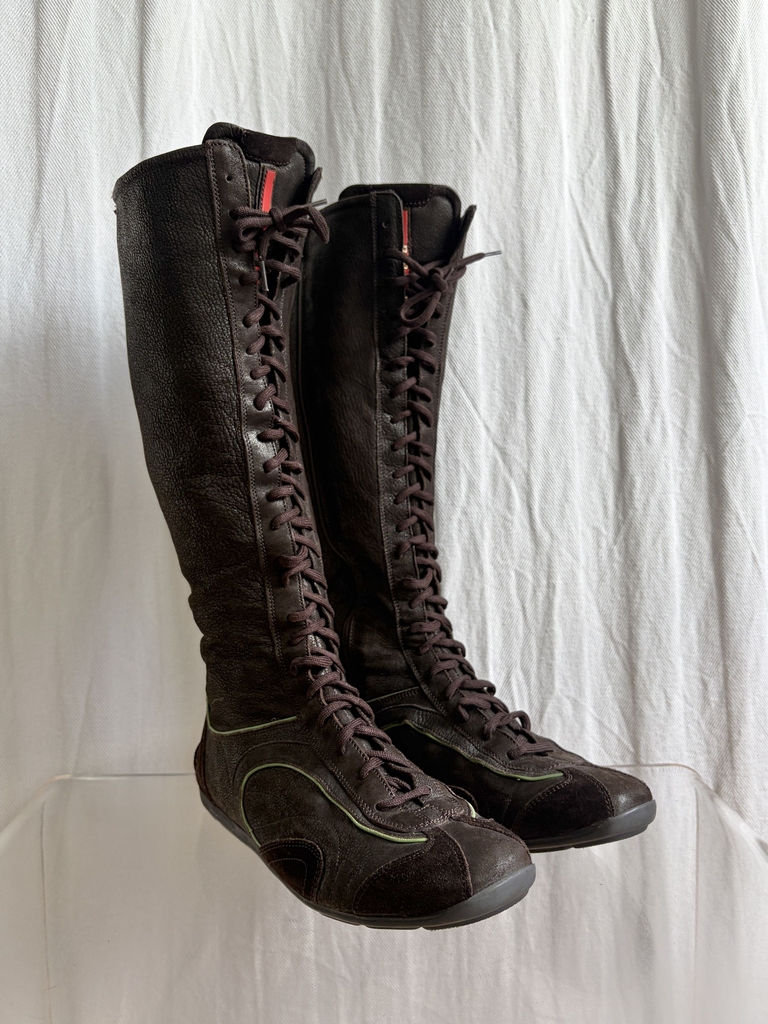Prada 2000s Lace-Up Boxing Sneakers Size US 7.5 / IT 37.5 - 2 Thumbnail