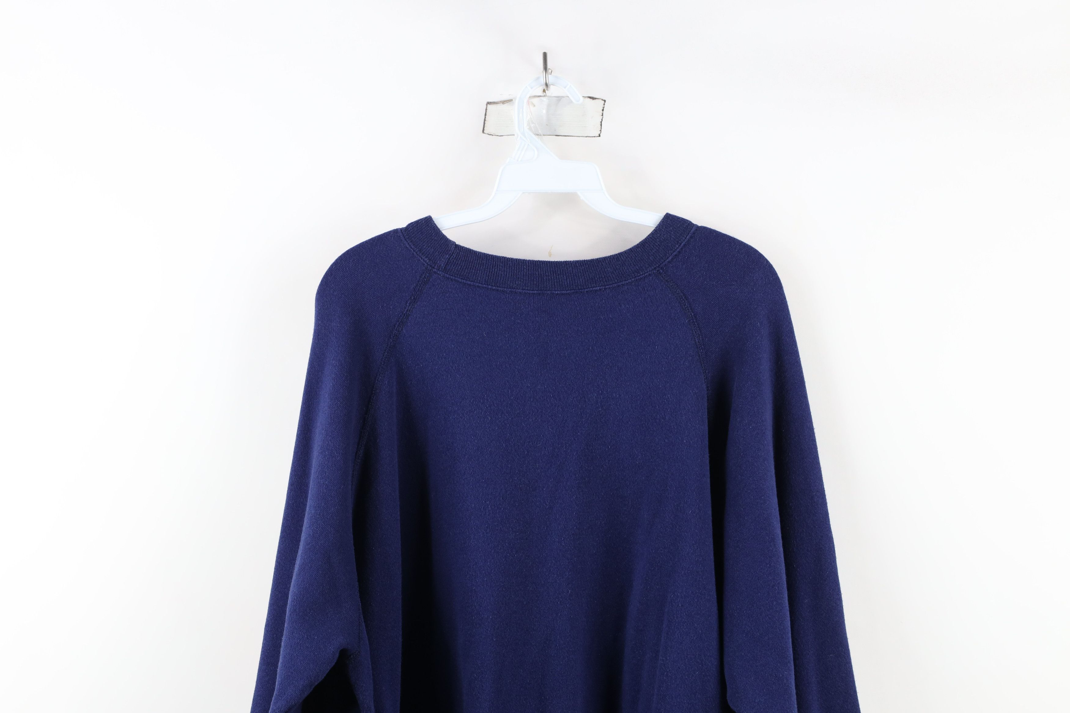 Vintage Vintage 70s 80s Streetwear Blank Raglan Sweatshirt Blue USA Size US XXL / EU 58 / 5 - 12 Thumbnail