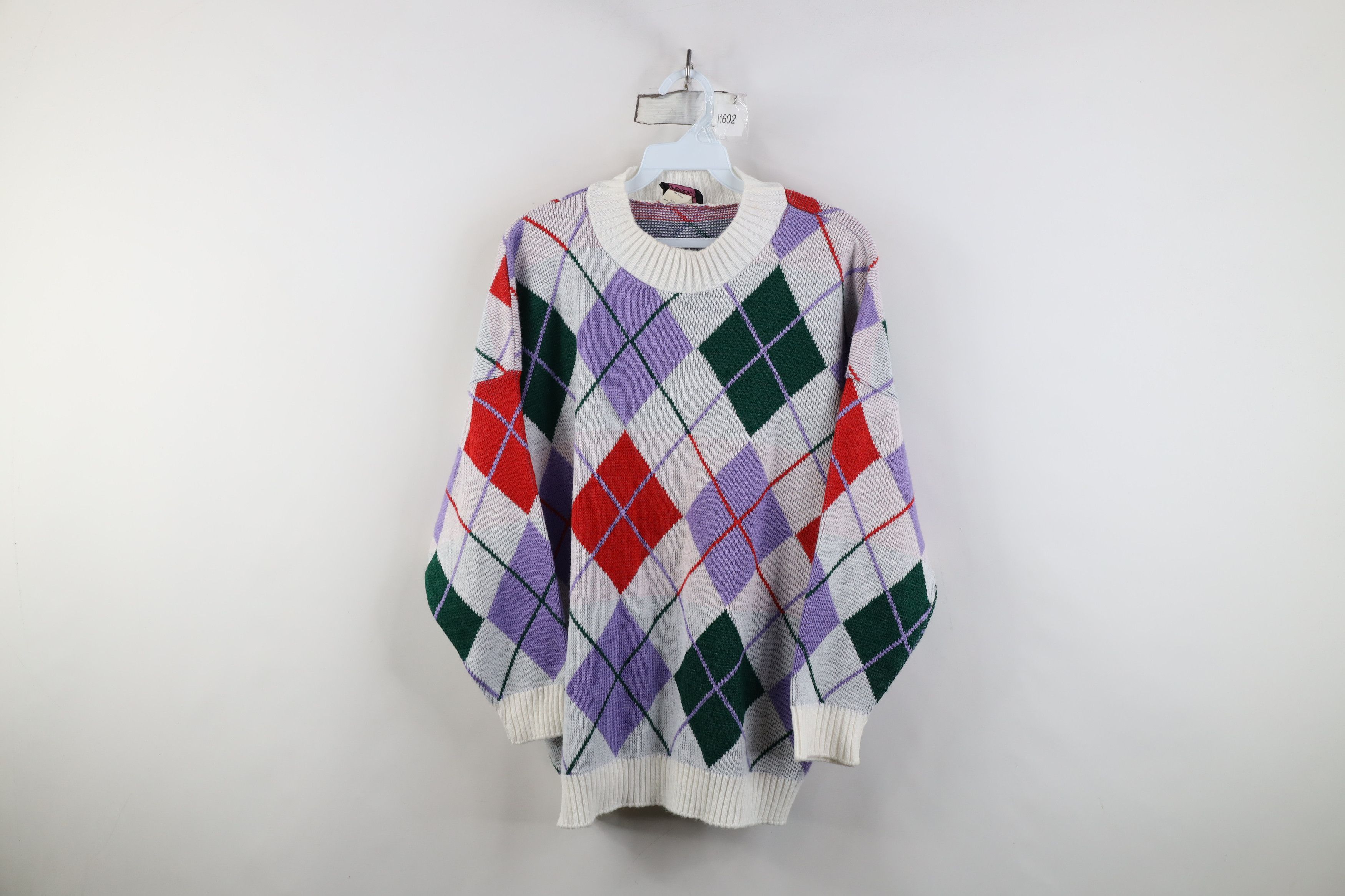 Vintage Vintage 90s Streetwear Diamond Knit Mock Neck Sweater USA Size M / US 6-8 / IT 42-44 - 1 Thumbnail