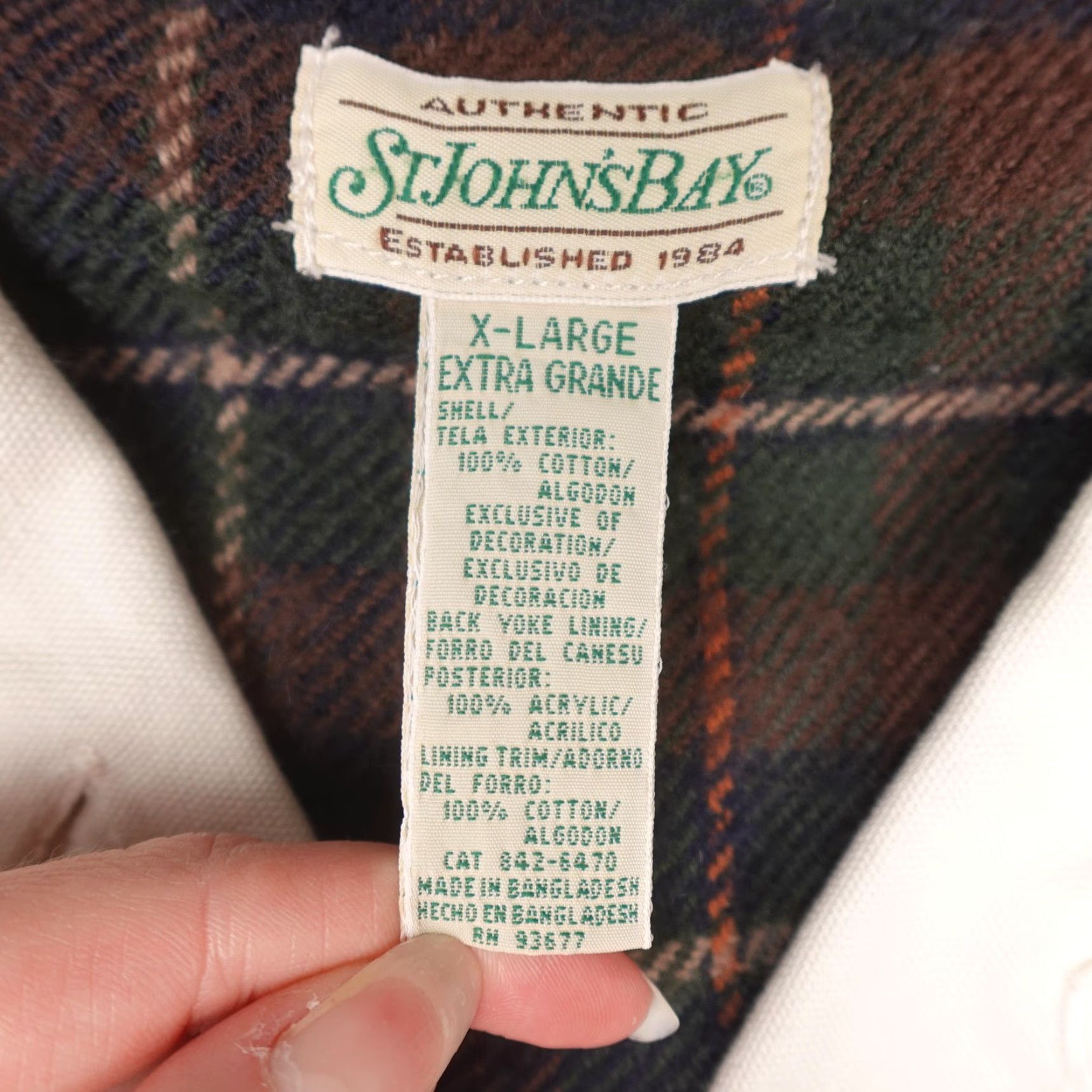 Vintage VINTAGE St Johns Bay Jacket Mens XL Beige Canvas Corduroy Collar Plaid Lined Size US XL / EU 56 / 4 - 3 Thumbnail