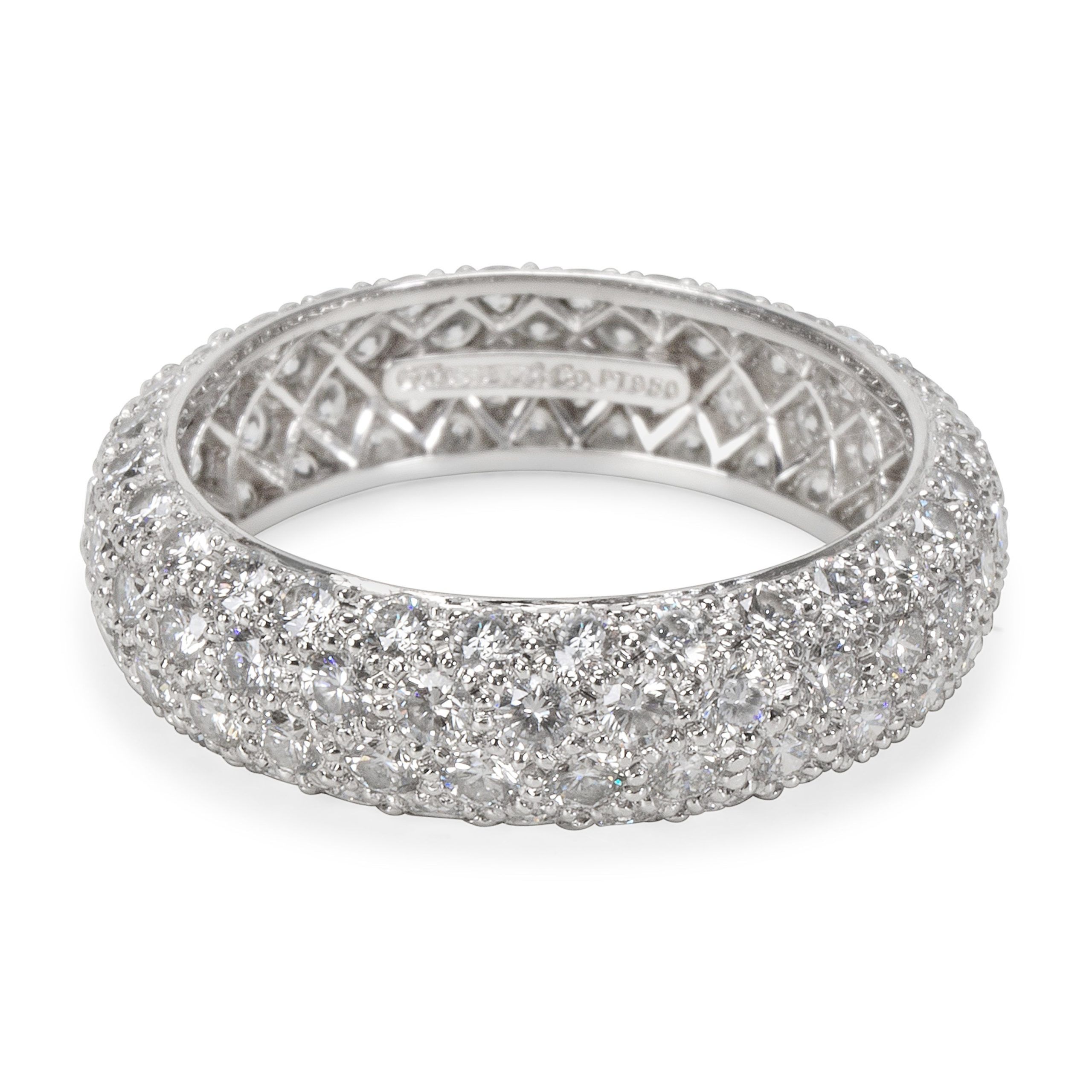 image of Tiffany Co Tiffany & Co. Etoile 4 Rows Pave Diamond Ring In Platinum 2.90 Carats in Silver, Women's