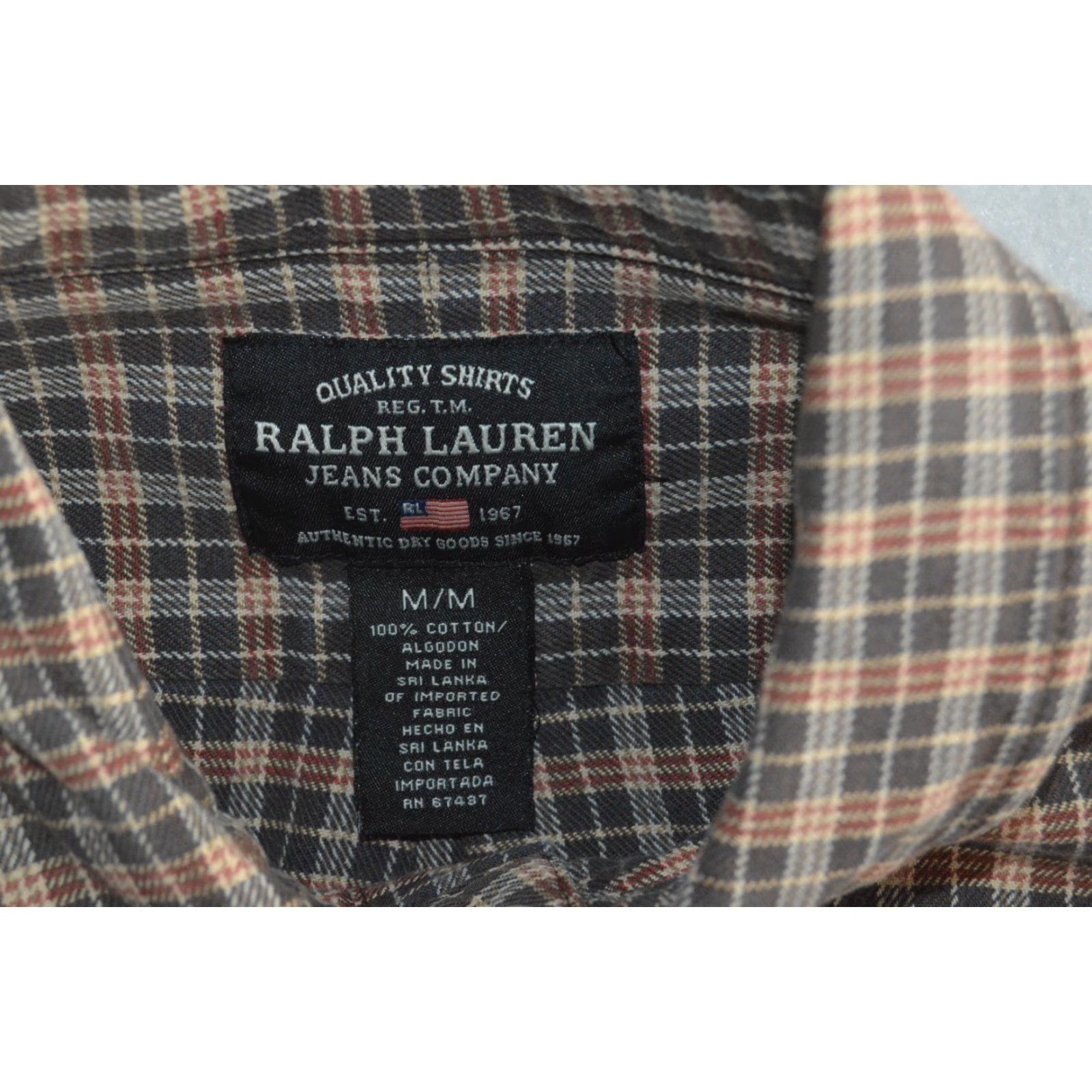 Polo Ralph Lauren VTG Polo Ralph Lauren Jean Co Shirt Mens L/S Brown Plaid Cotton M Size Size US M / EU 48-50 / 2 - 3 Thumbnail