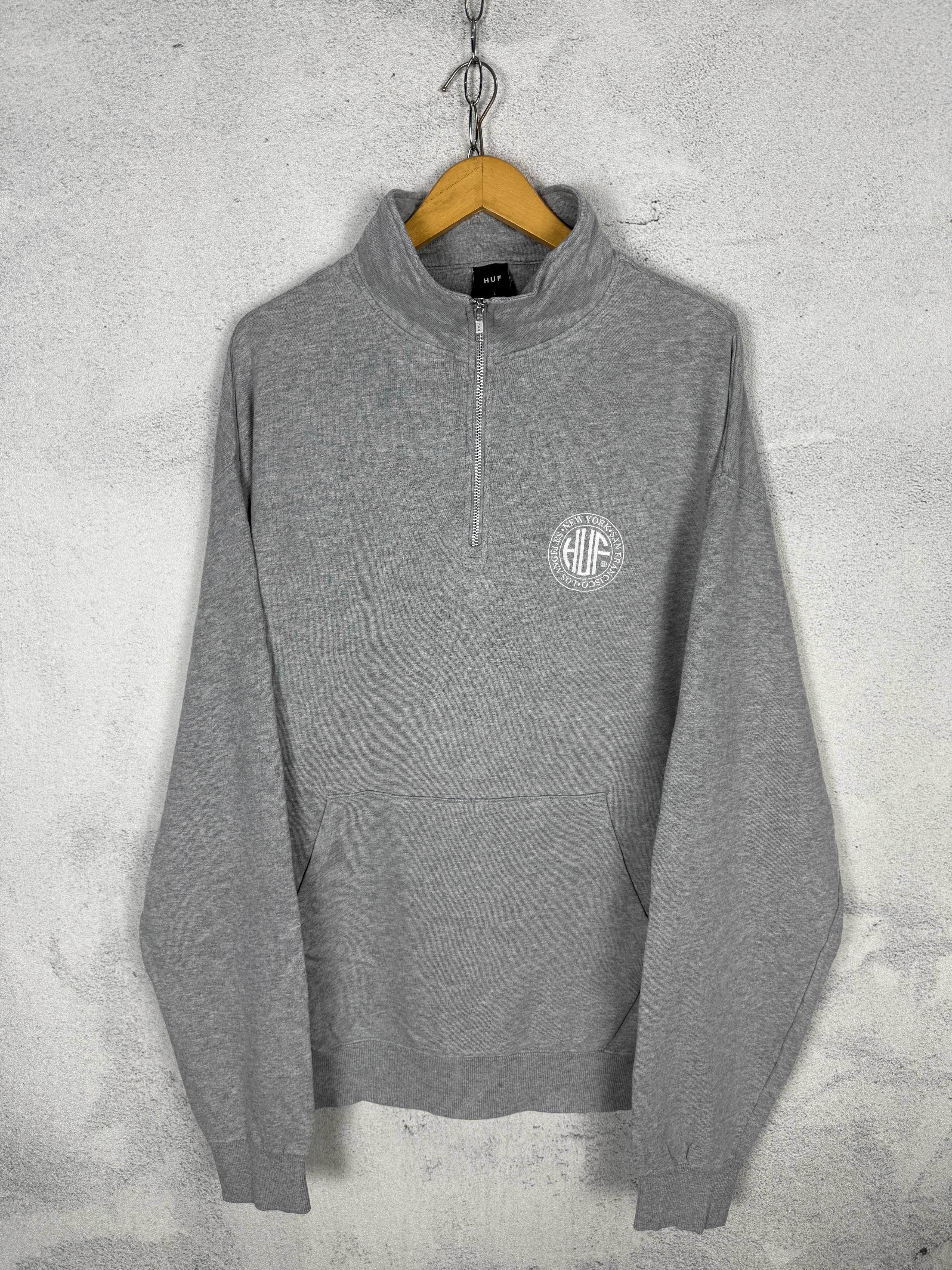 Huf HUF Half Zip Sweatshirt Crewneck Size US XL / EU 56 / 4 - 1 Thumbnail