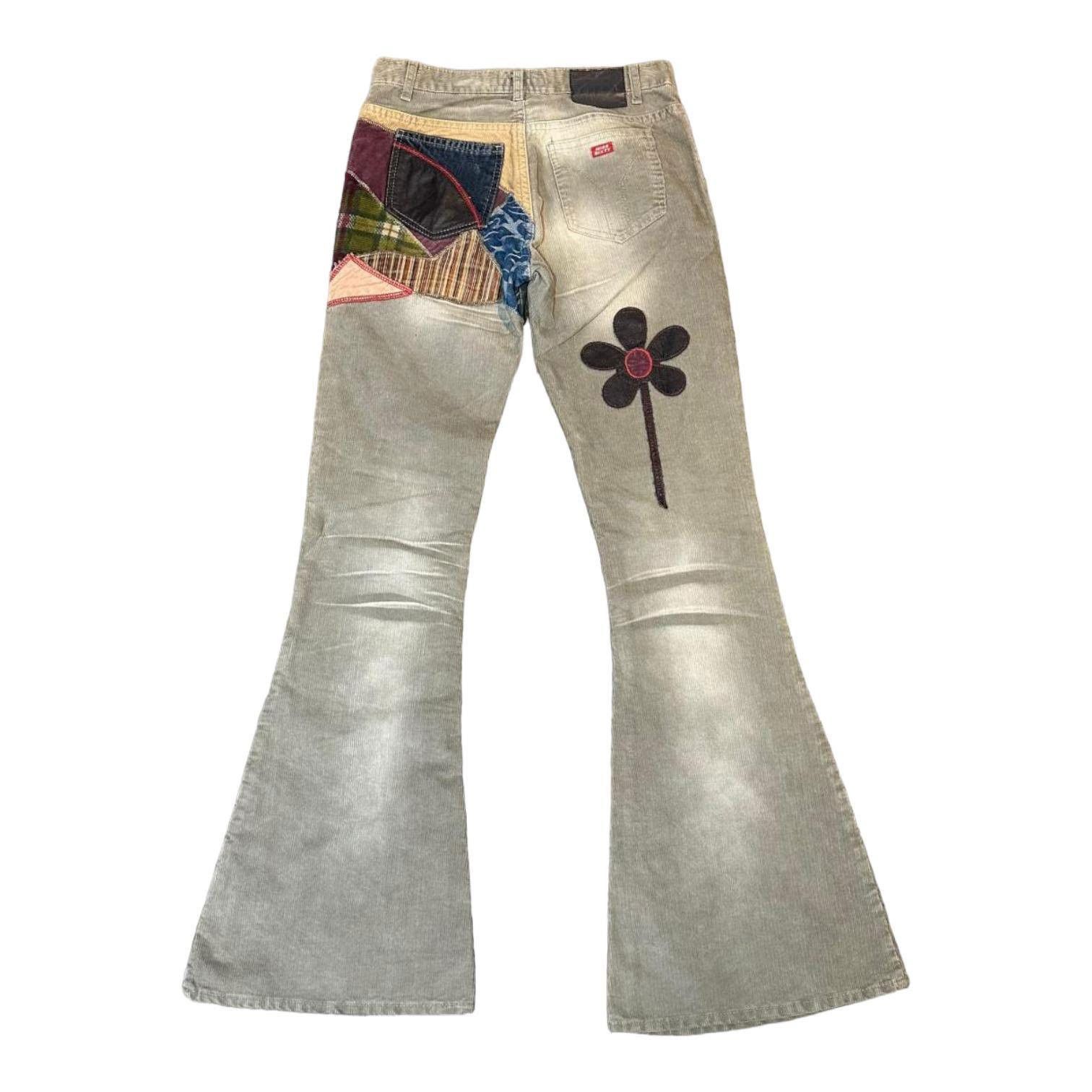 Miss Sixty The Miss Sixty Flare Pathwork Denim Pants Size 32" / US 10 / IT 46 - 2 Thumbnail