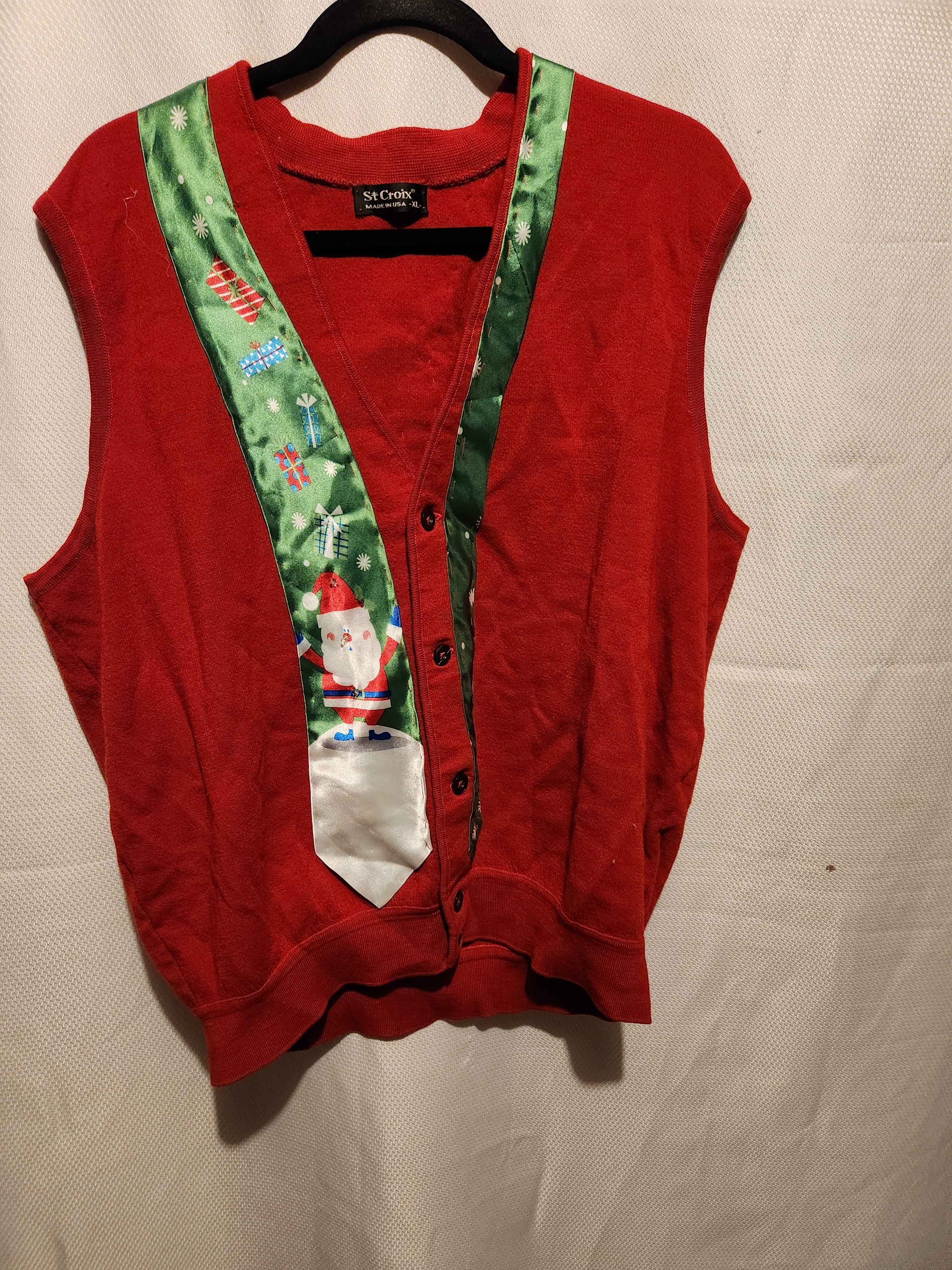 St. Croix Vintage 100% Wool Men's Christmas Cardigan Vest Size US XL / EU 56 / 4 - 1 Thumbnail