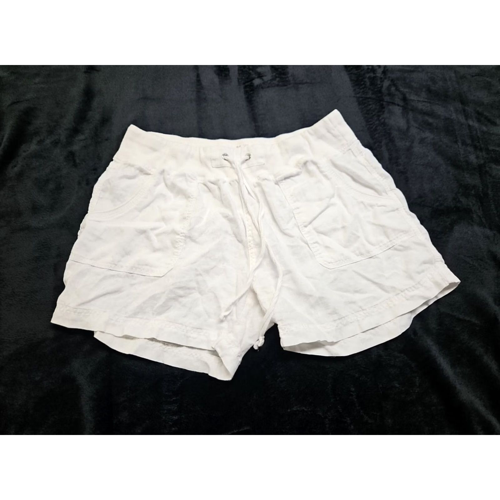 Calvin Klein Calvin Klein Womens Casual Linen Drawstring Shorts Elastic Waist White M Size 32" / US 10 / IT 46 - 2 Thumbnail