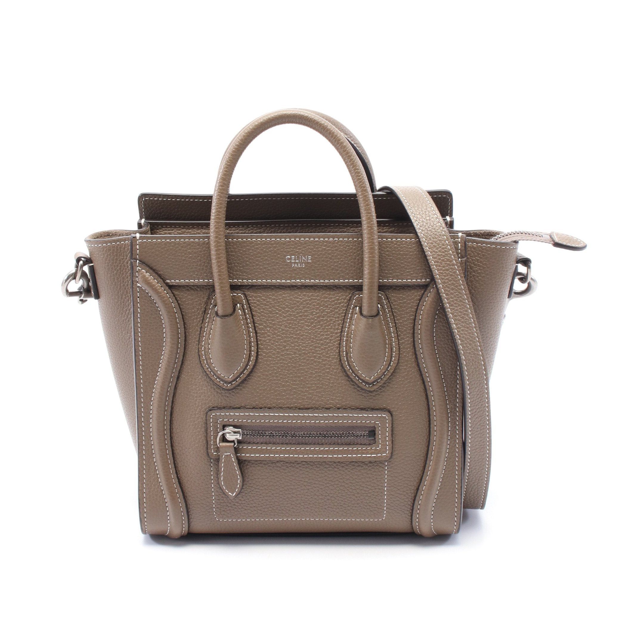 Celine Celine Luggage Nano Shopper Handbag Leather Gray Brown Size ONE SIZE - 1 Thumbnail