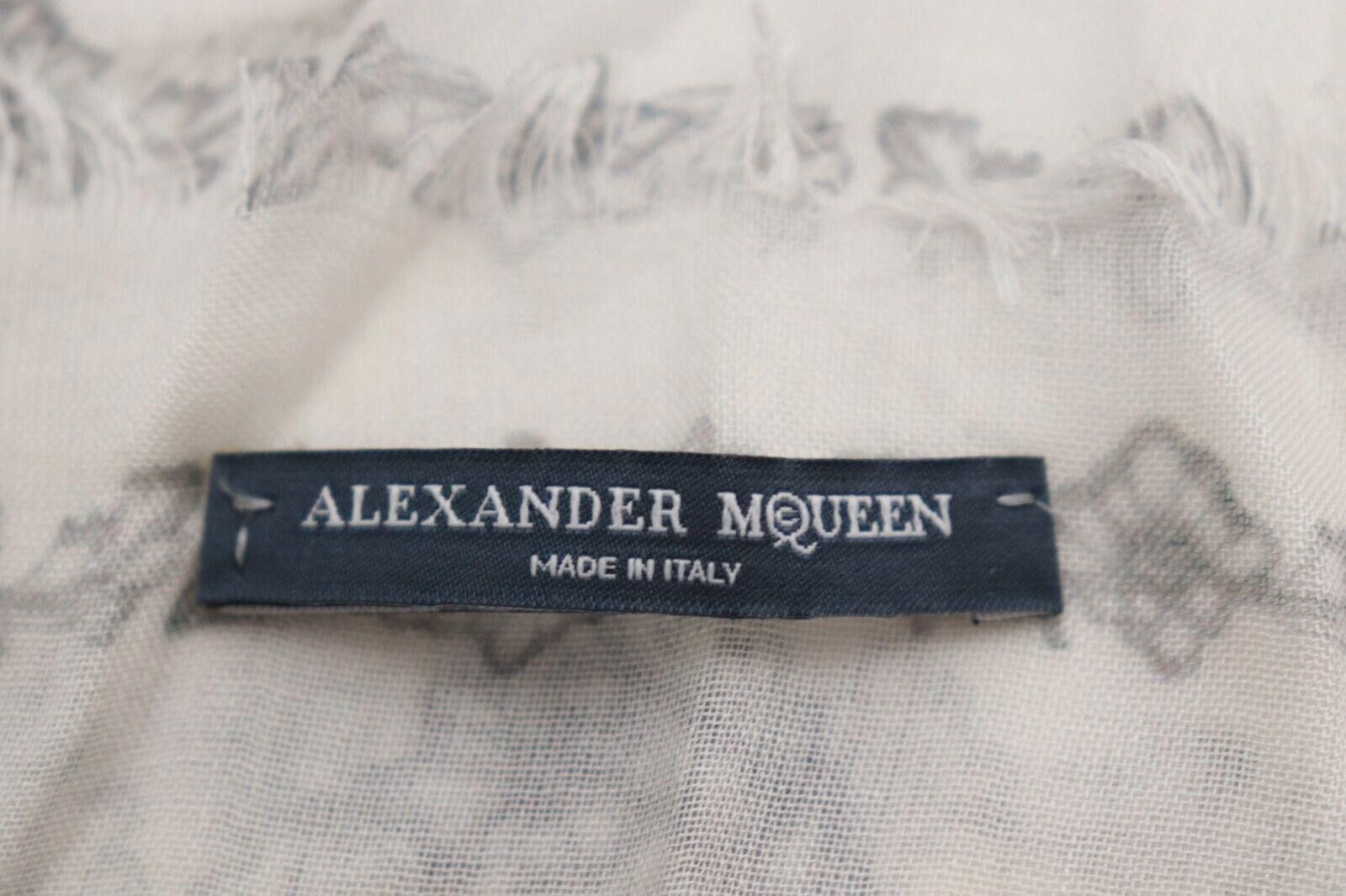 Alexander McQueen Alexander McQueen 38" White Black Floral Skull Scarf NWOT Size ONE SIZE - 4 Thumbnail