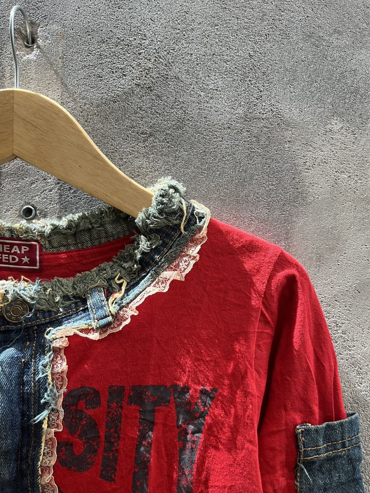 Handmade CHEAP★FED★ College Grunge Top – Japan Punk Y2K Size US XS / EU 42 / 0 - 4 Thumbnail