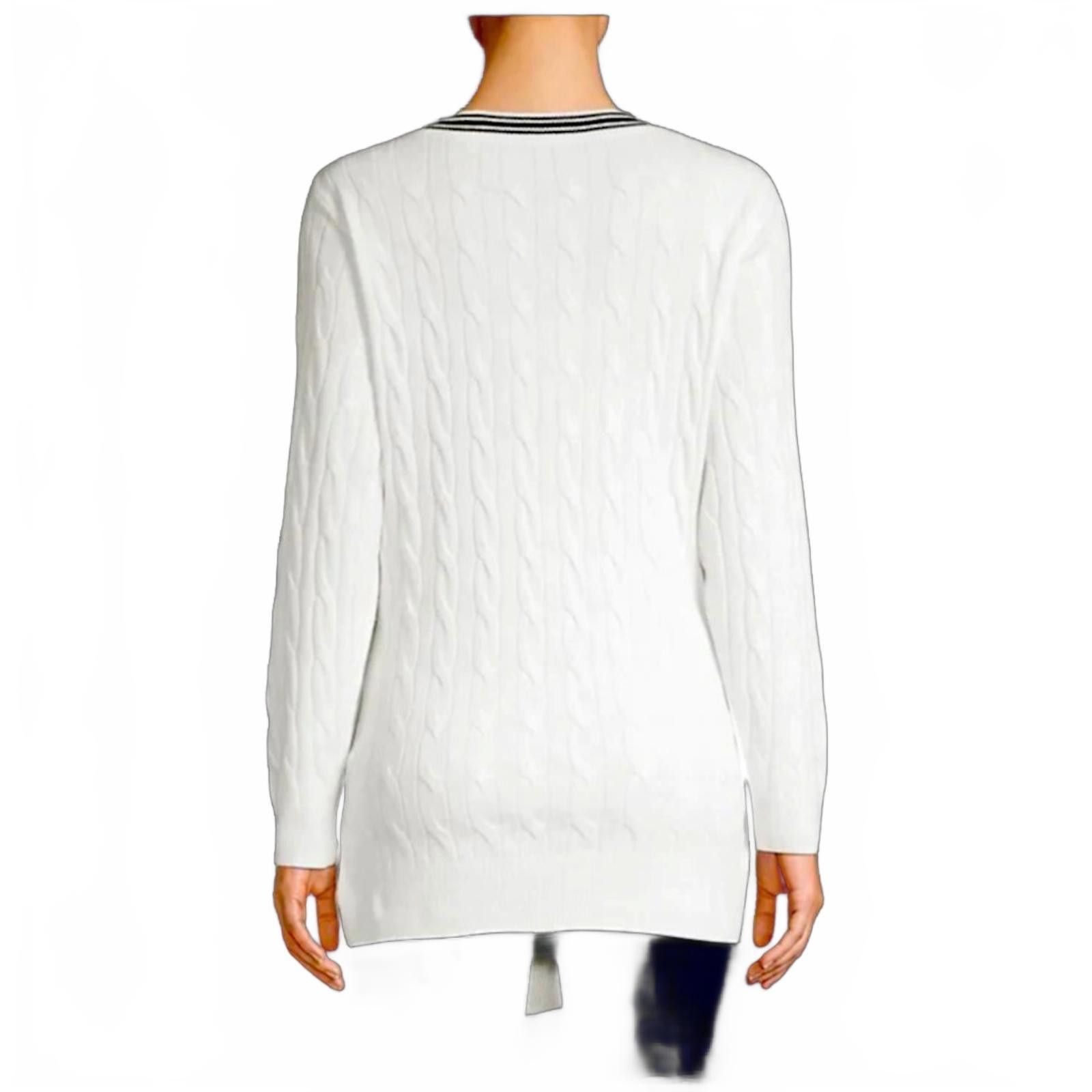 Sandro Sandro Paris Medium Ecru Emma Tie-Waist Cable Knit Sweater Size M / US 6-8 / IT 42-44 - 2 Thumbnail