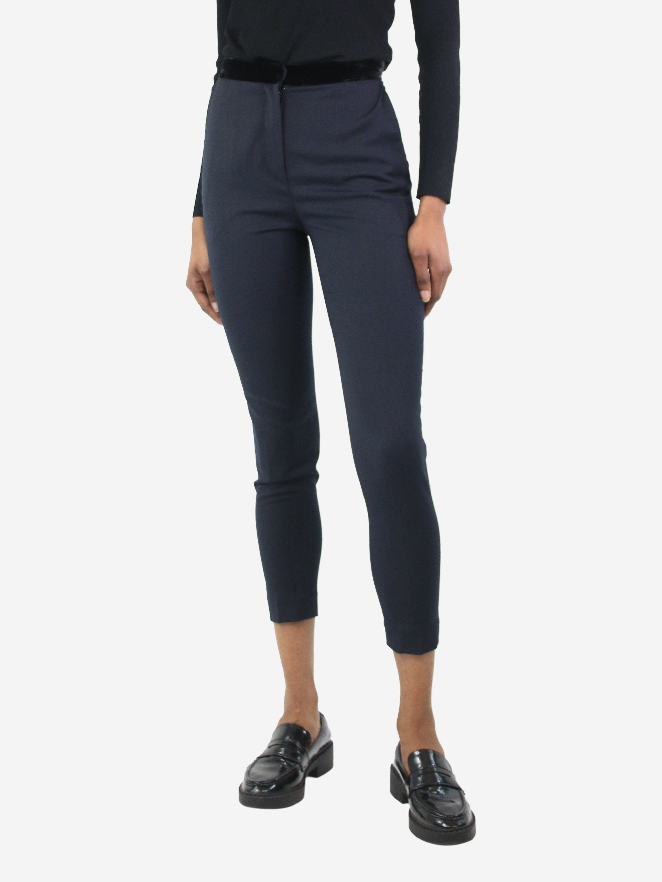 image of Sandro Navy Blue Cropped Trousers - Size Uk 6, Women's