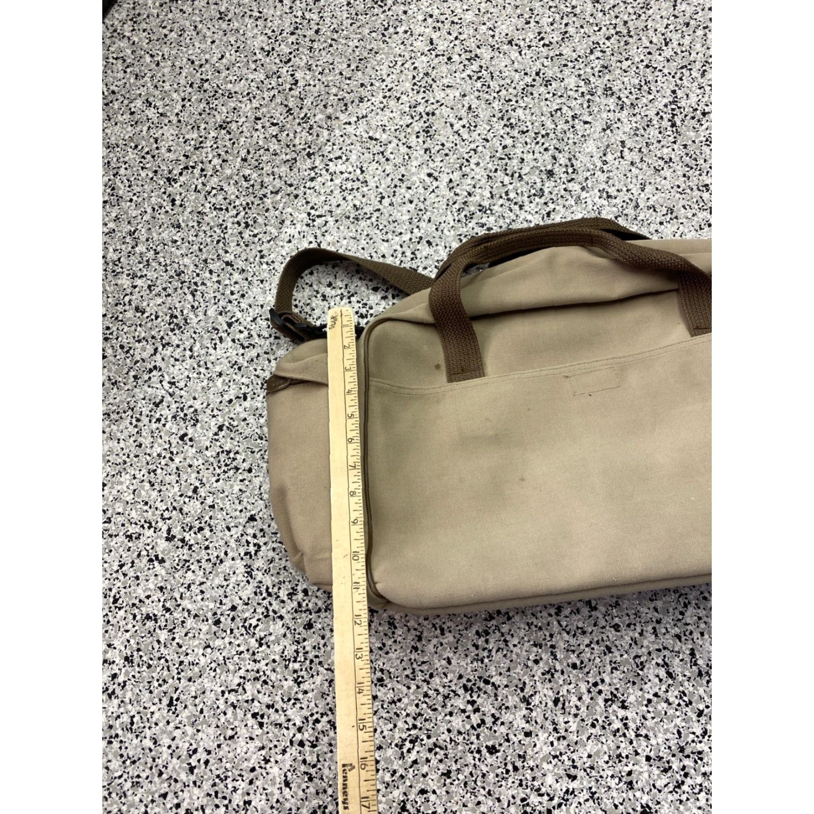 Eddie Bauer VINTAGE Eddie Bauer Ford Motor Duffle Bag Canvas Embossed Leather Travel Medium Tan with Brown Trim Mens Bag Duffle 90s Size ONE SIZE - 7 Thumbnail