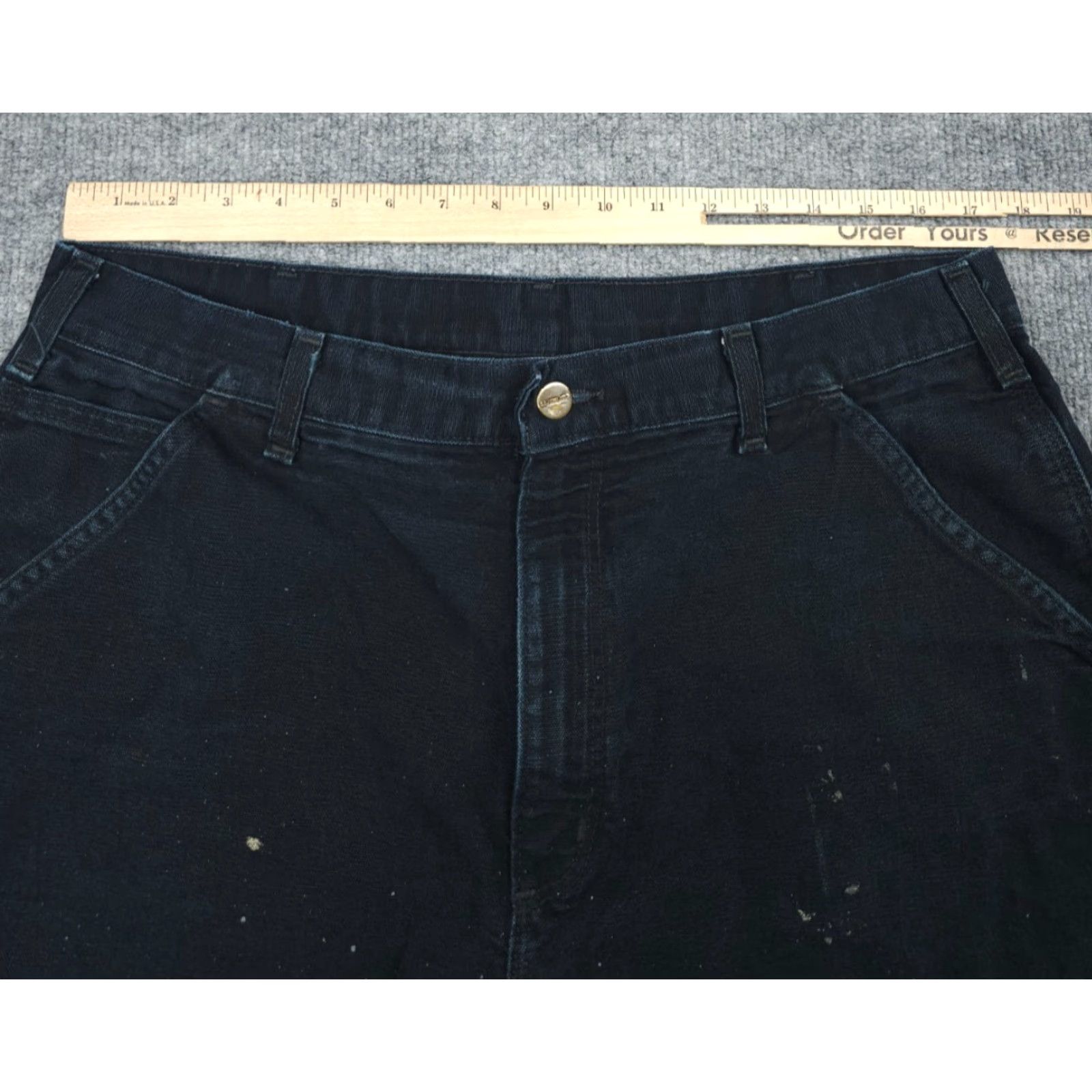 Carhartt VINTAGE Carhartt Carpenter Jeans Mens 34 x 32 Paint Distress Hole Workwear Denim Cotton Straight 34 in Inseam 32 in Black Mens Size US 34 / EU 50 - 7 Thumbnail