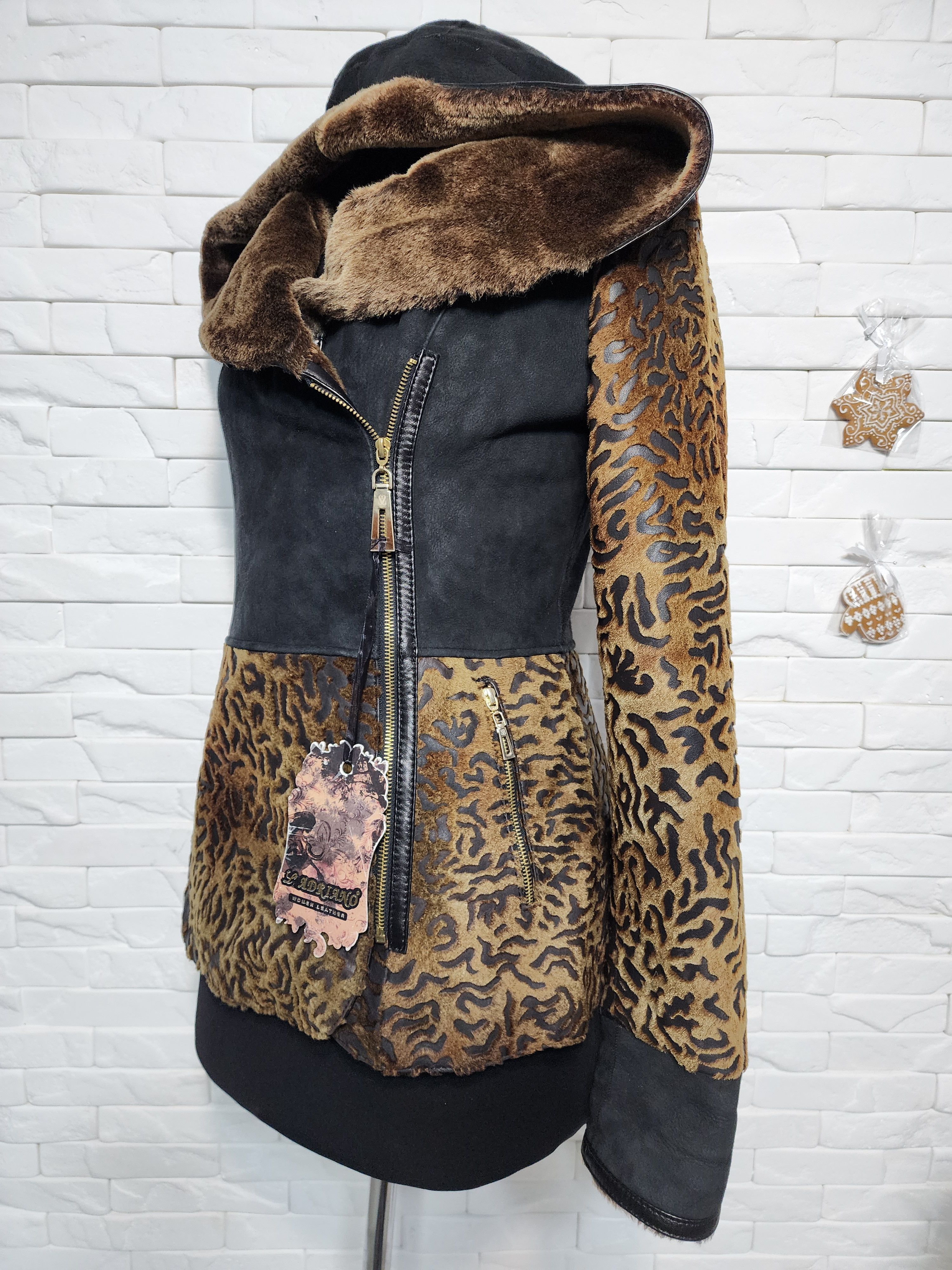 Furla Brown Sheepskin Coat: Women's Fur Hood Winter Coat Size M / US 6-8 / IT 42-44 - 2 Thumbnail