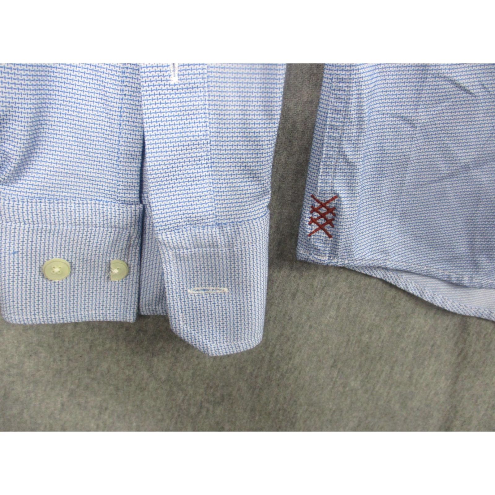 Rhone Rhone Mens Dress Shirt Long Sleeve Blue Geometric Stretch Portugal Size 40R - 3 Thumbnail