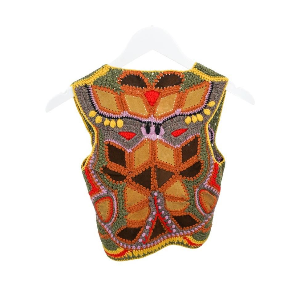 Designer Vintage Wayne Rogers Crochet Vest Size S Size S / US 4 / IT 40 - 2 Thumbnail